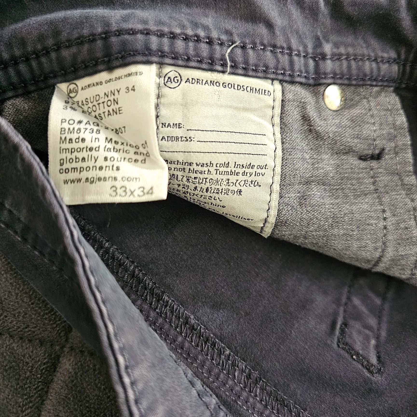 Vintage VINTAGE AG Adriano Goldschmied The Graduate Tailored Leg Men's Jeans 34x34 Size US 33 - 4 Thumbnail