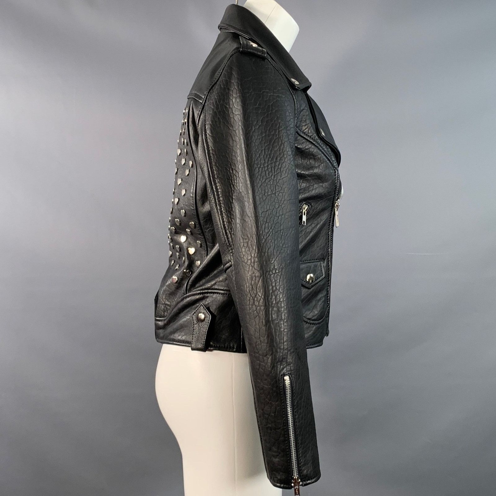 Other UNDERSTATED LEATHER Black Hearts Studded Leather Jacket Size S / US 4 / IT 40 - 2 Thumbnail