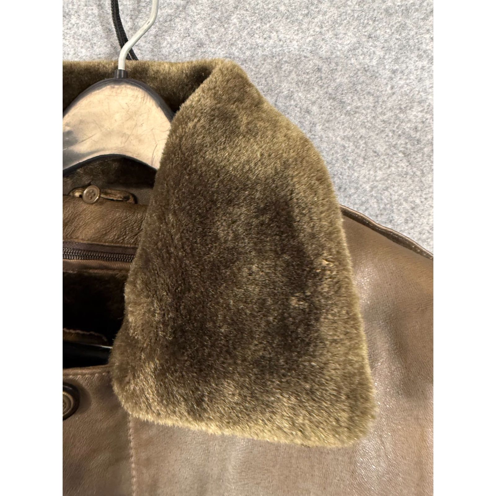 Vintage Aviator Bomber Jacket Mens XL Brown Green Genuine Leather Removable Liner Zipper Jacket Size US XL / EU 56 / 4 - 7 Thumbnail