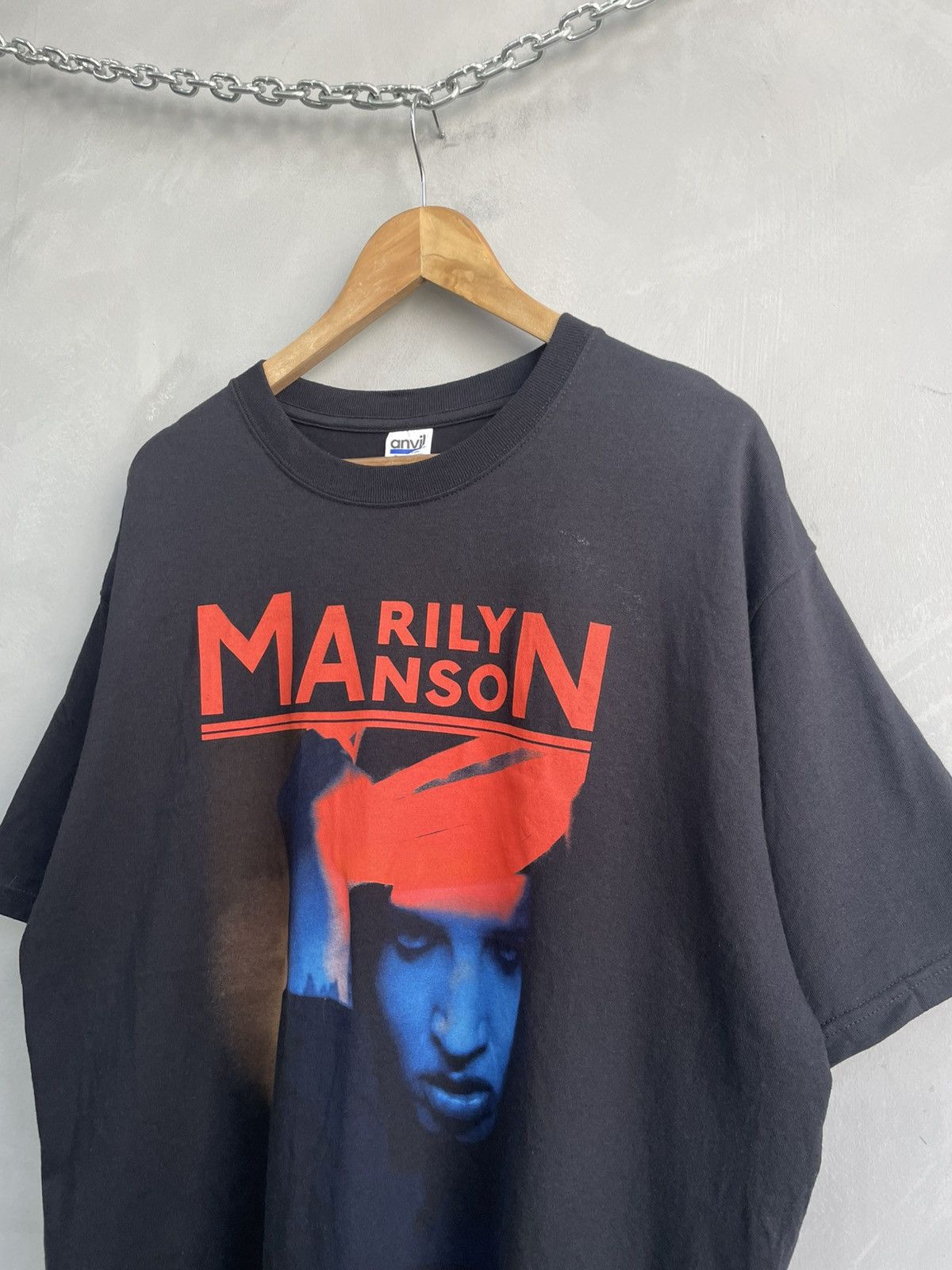 Anvil Marlin Manson Black Logo T-shirt Anvil Design Bang Tee 90s Size US XL / EU 56 / 4 - 3 Thumbnail