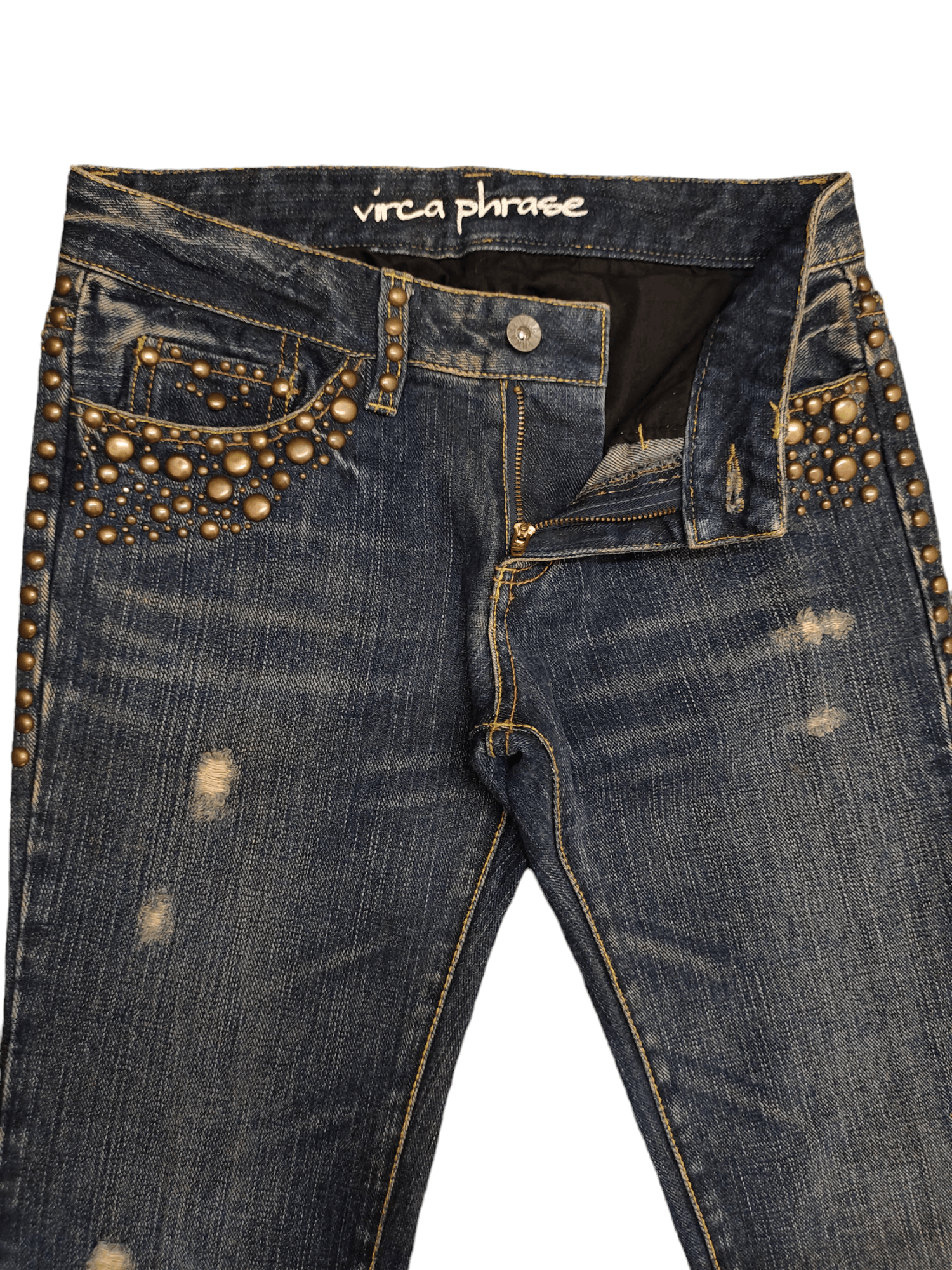 Hysteric Glamour Flare Jeans Virca Phrase Studded Denim Boot Cut Y2k Goa Size US 28 / EU 44 - 10 Thumbnail