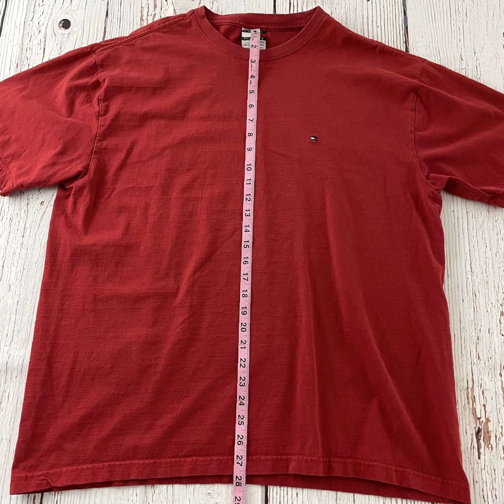 Tommy Hilfiger VINTAGE Tommy Hilfiger T-Shirt Mens XL Red 90s Solid Short Sleeve Shirt Size US XL / EU 56 / 4 - 4 Thumbnail