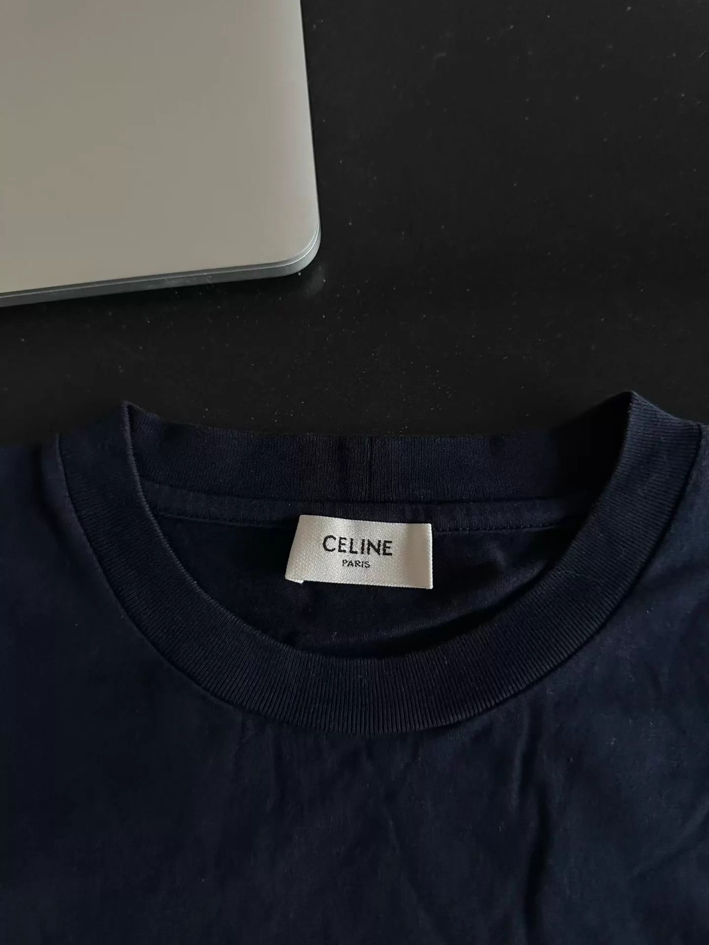 Celine CELINE Navy Blue Logo Short Sleeve M (New) Size M / US 6-8 / IT 42-44 - 2 Thumbnail