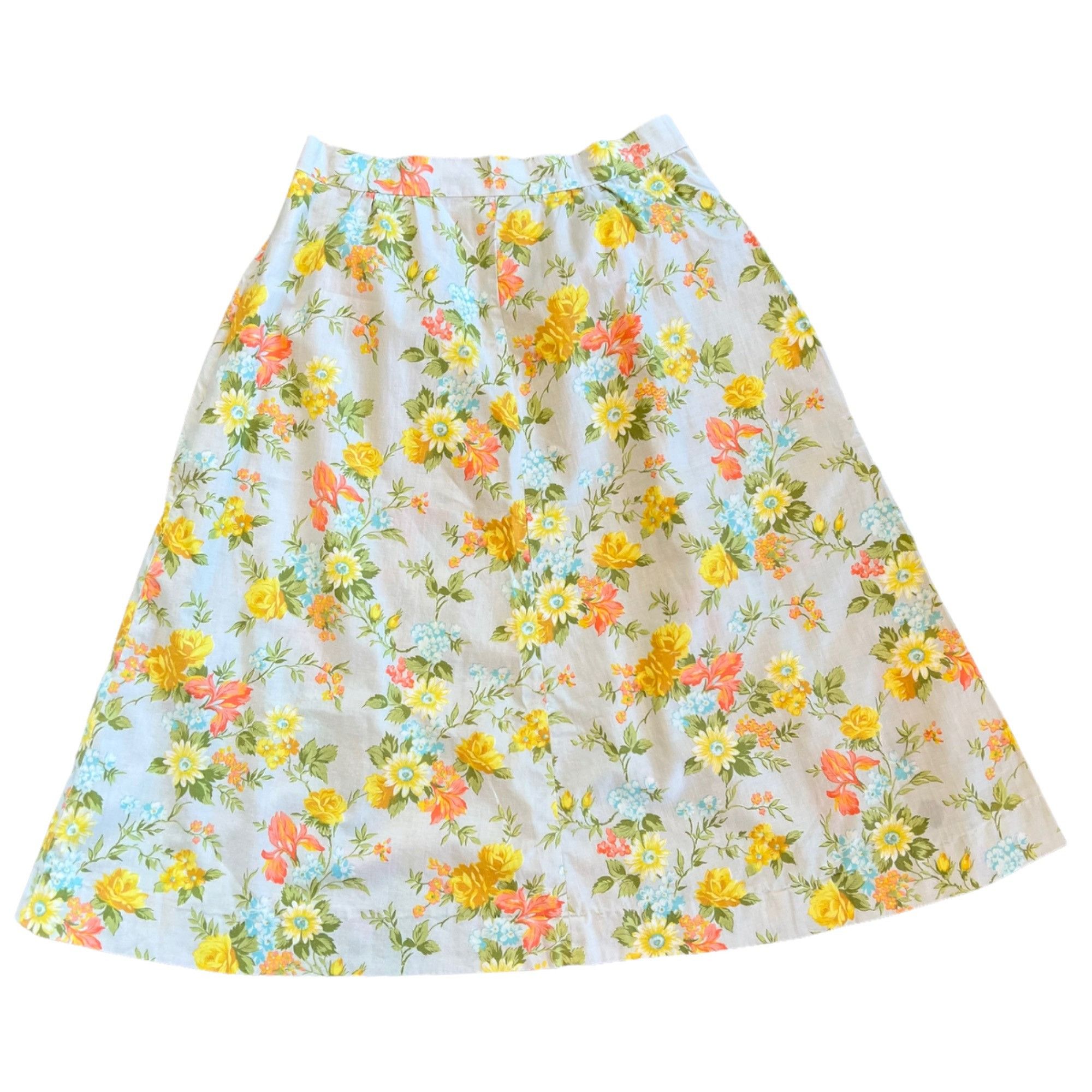 Vintage Vintage Bold Novelty Floral Print Pillowcase Midi Skirt Pock Size 24" / US 00 / IT 34 - 5 Thumbnail