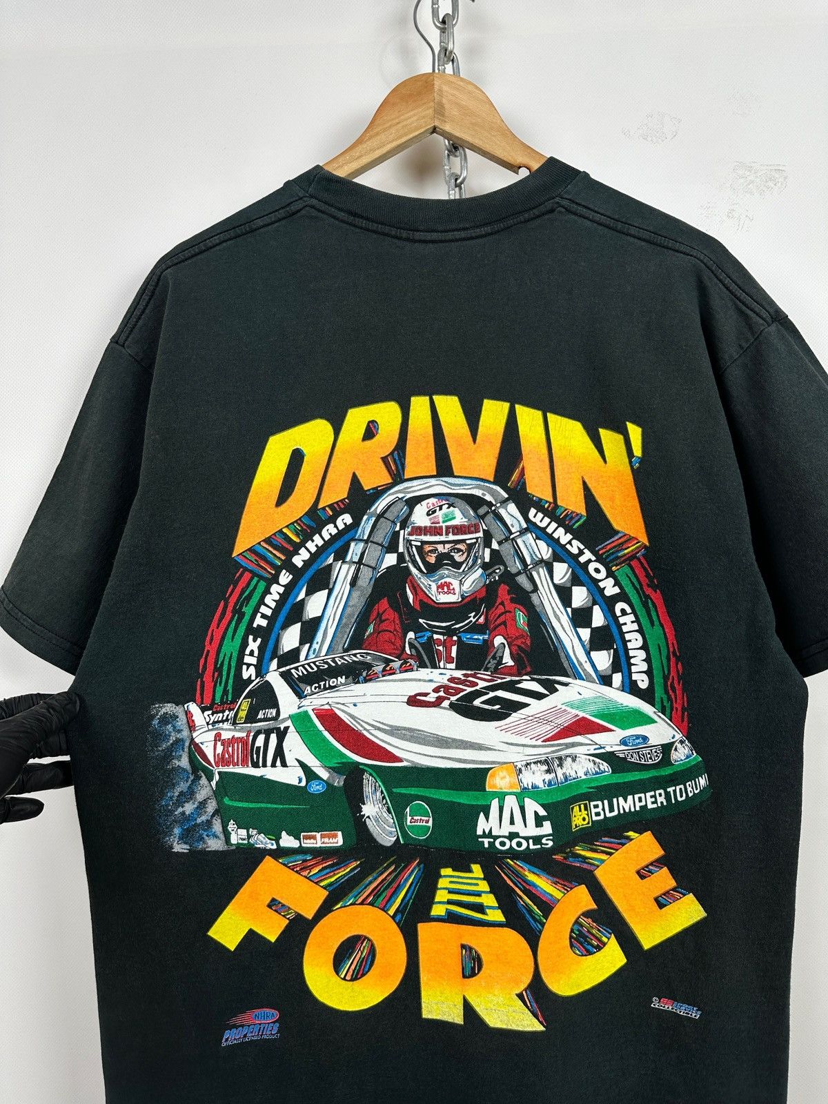 NASCAR Vintage NASCAR John Force Ford Castrol GTX NHRA T-Shirt Size US XL / EU 56 / 4 - 8 Thumbnail