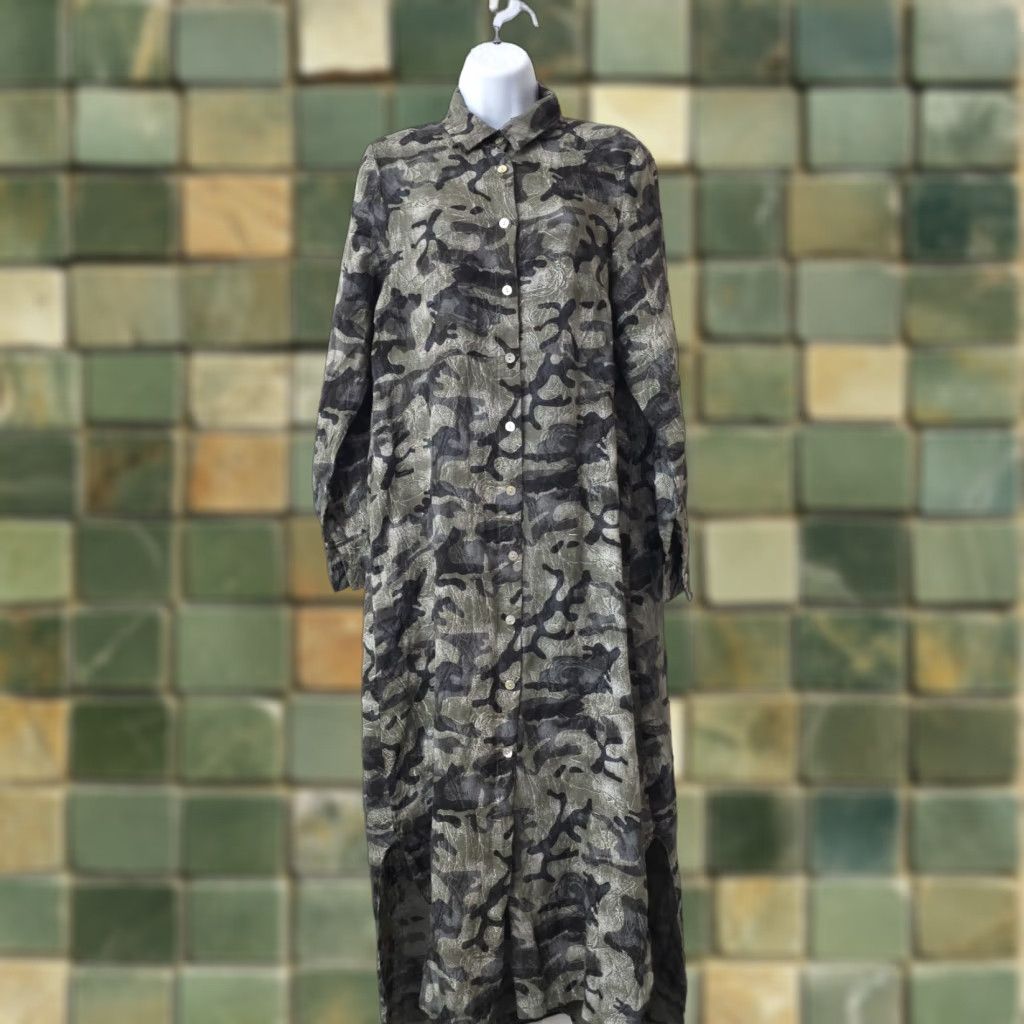 chinese dress ladies Meo Meli. Linen Cotton Blend One Pocket Dress /Tunic Brown