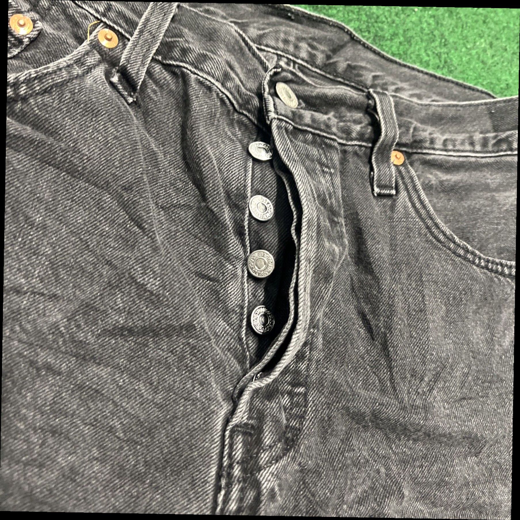 Levi's Levis 501 Womens Size 31 Cut Off Jeans Shorts Black Denim Button Fly Size 31" - 5 Thumbnail