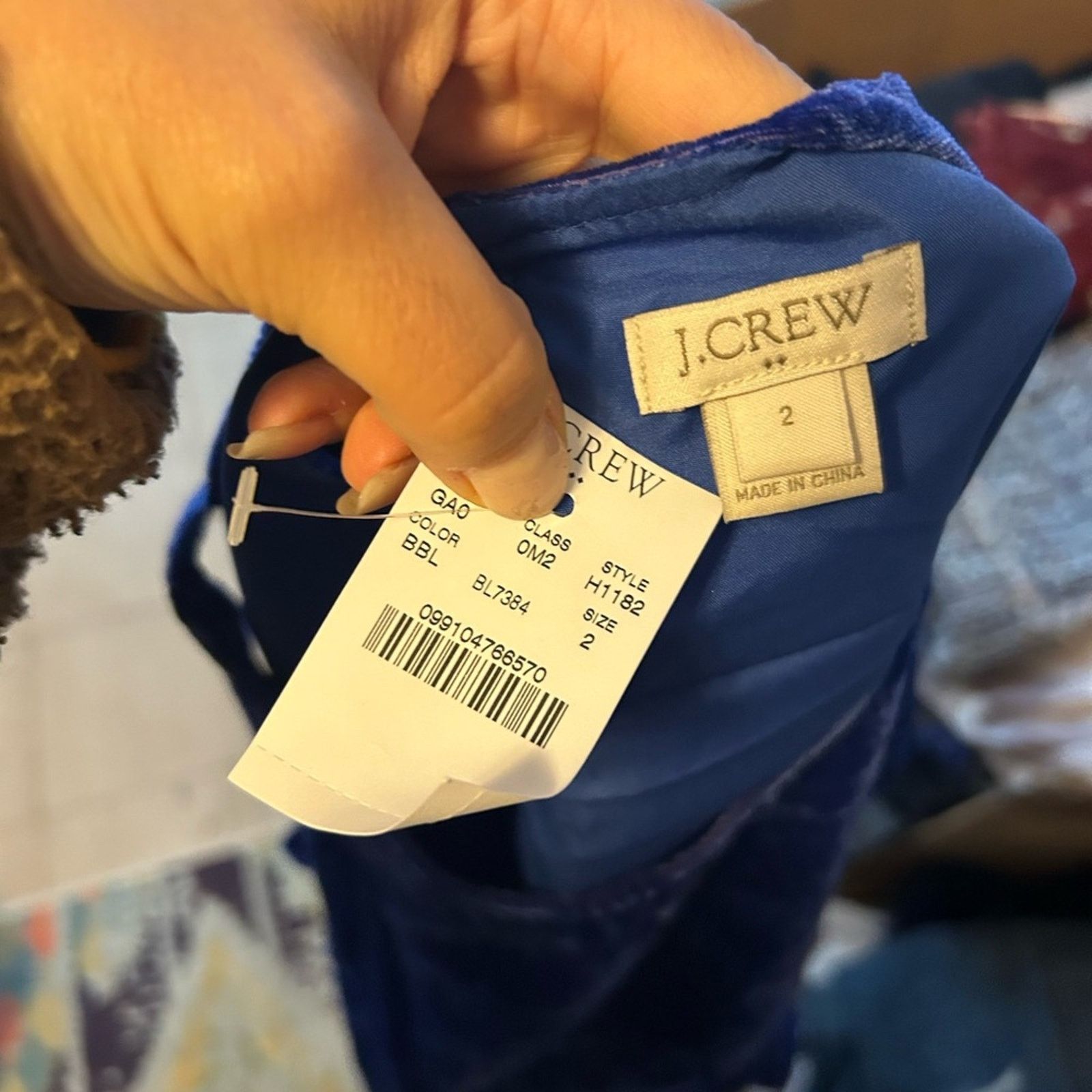 J.Crew NWT J.Crew Royal Blue Velour Peplum Blouse Size XS / US 0-2 / IT 36-38 - 4 Thumbnail
