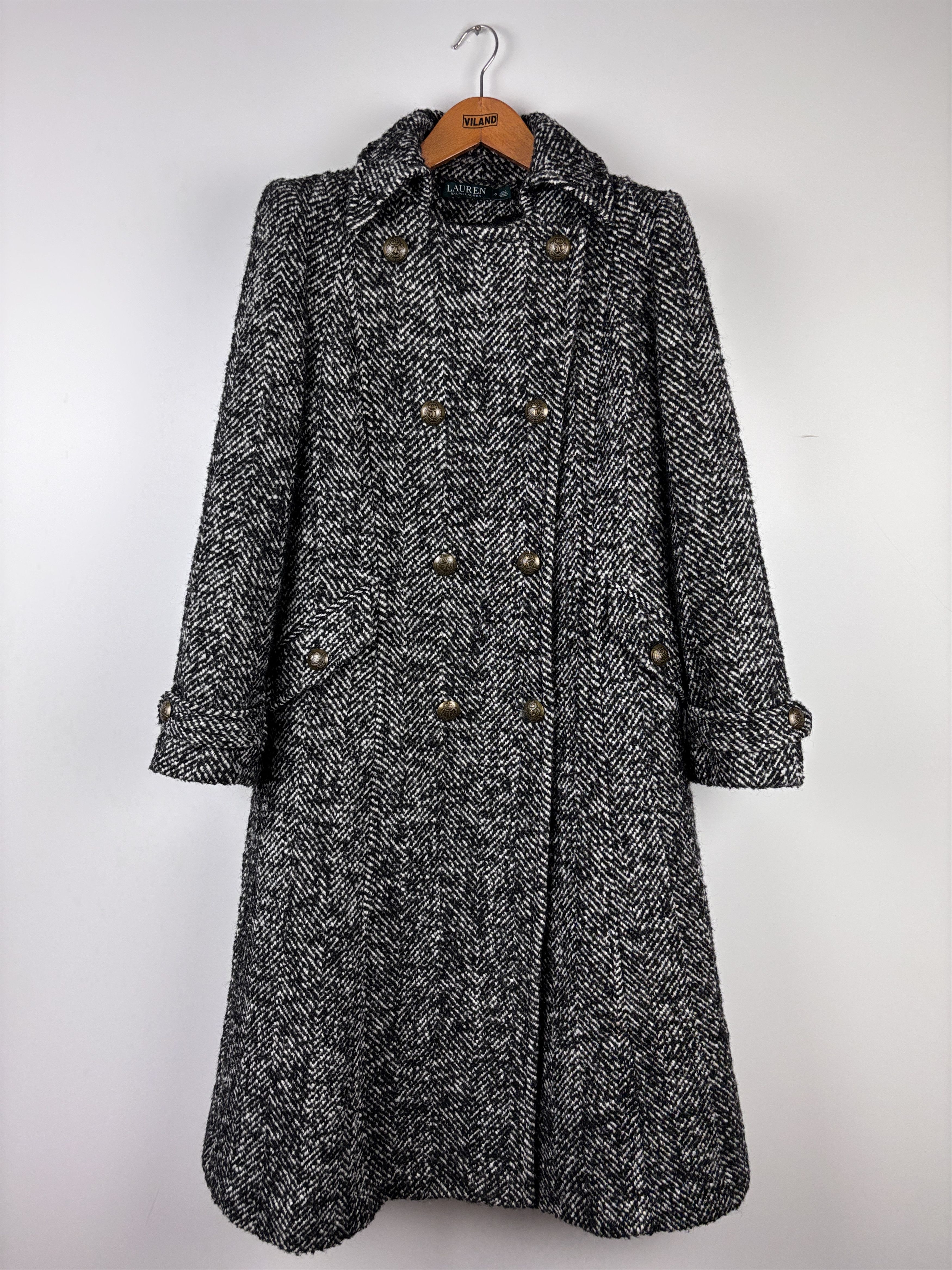Lauren Ralph Lauren Double Breasted Tweed Wool Coat Size 10