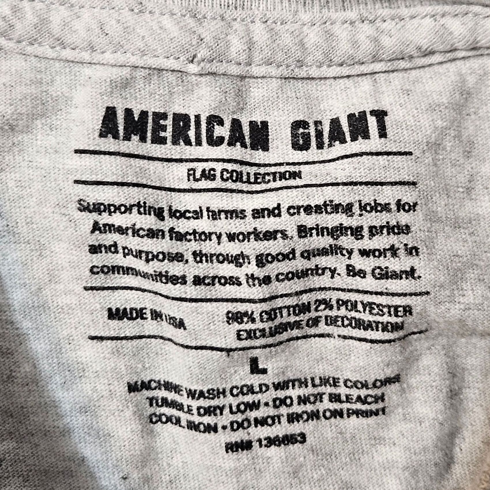 Vintage American Giant Flag Collection T-Shirt American Made Flag Patch Size L Gray Mens Size US L / EU 52-54 / 3 - 3 Thumbnail