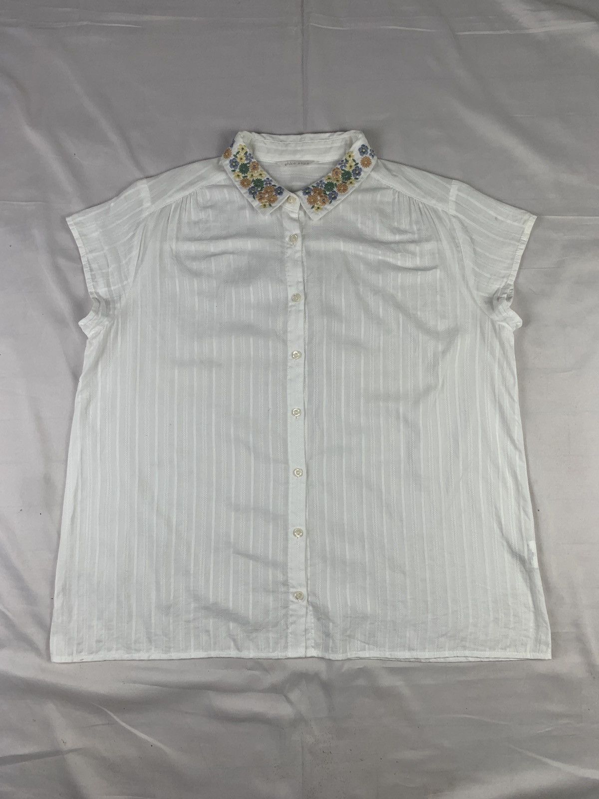 Japanese Brand 2000s ehka sopo Japan Flower Embroidered Collar Loosy Blouse Size M / US 6-8 / IT 42-44 - 1 Thumbnail