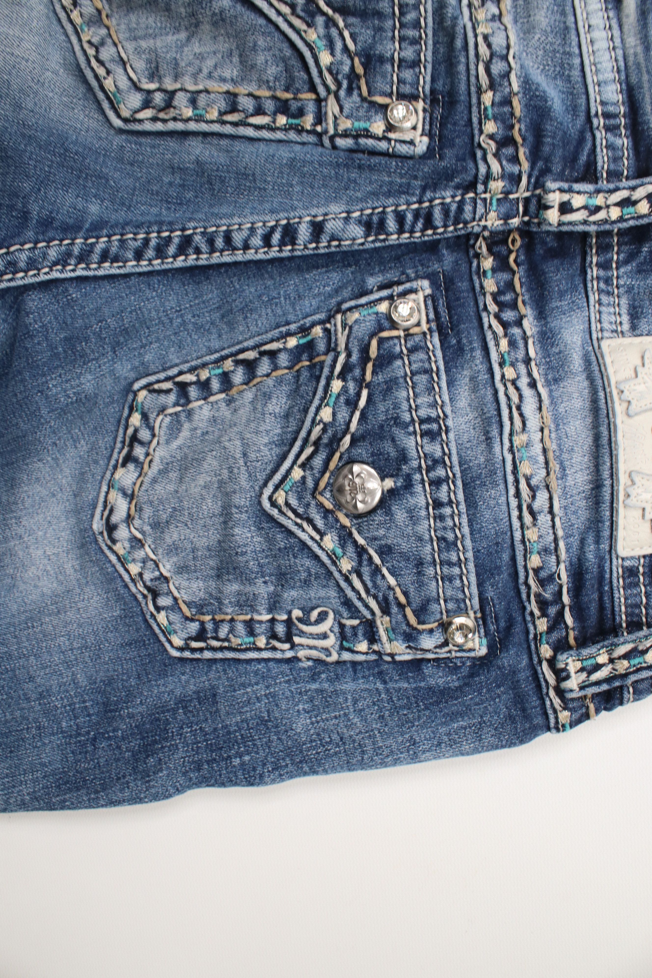 Miss Me × Vintage Miss Me Thick Stitch Stretch Hailey Skinny Leg Denim Jeans Size 29" - 12 Thumbnail