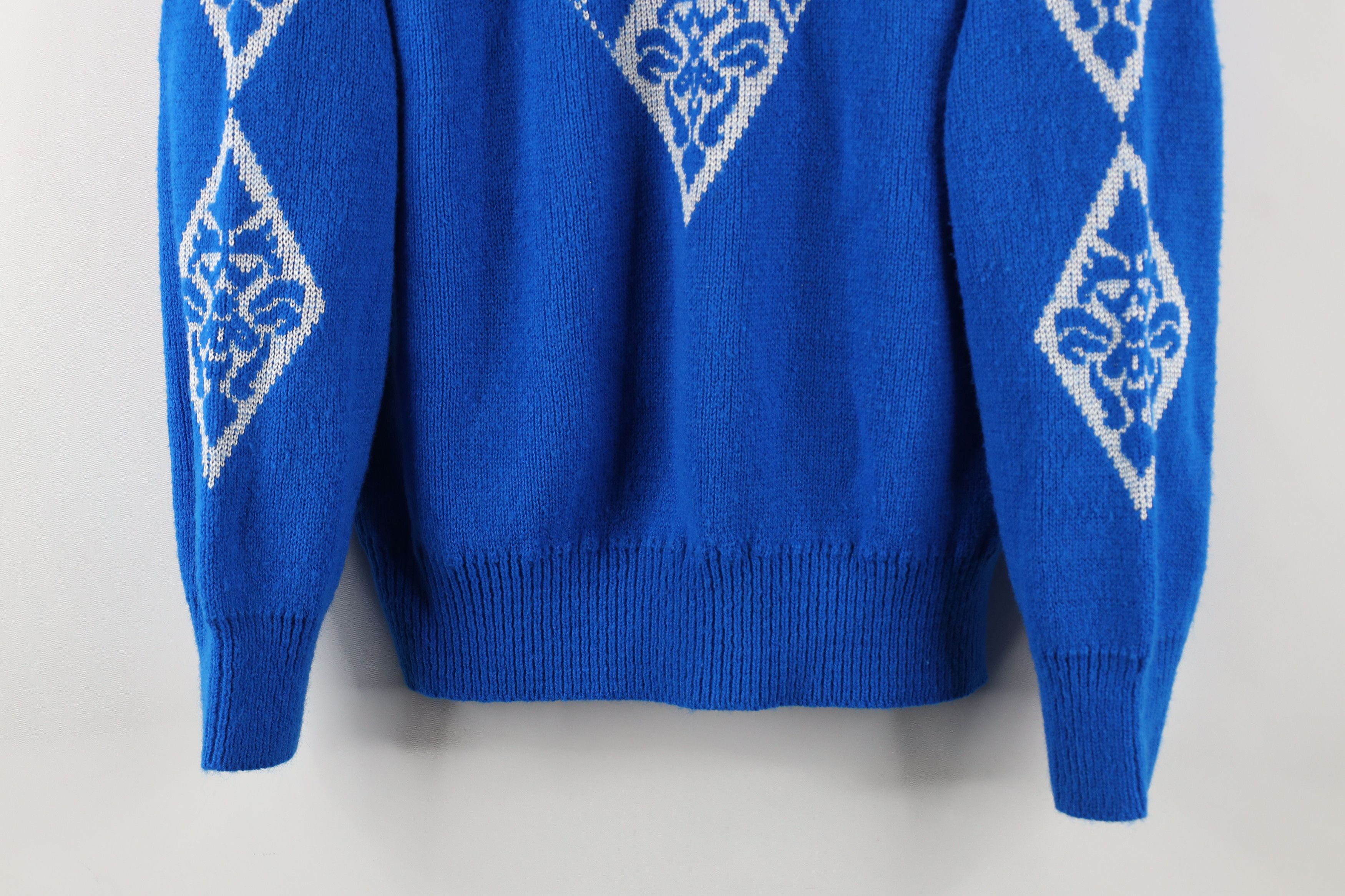 Vintage Vintage 80s 90s Streetwear Flower Knit Sweater Blue USA Size L / US 10 / IT 46 - 3 Thumbnail