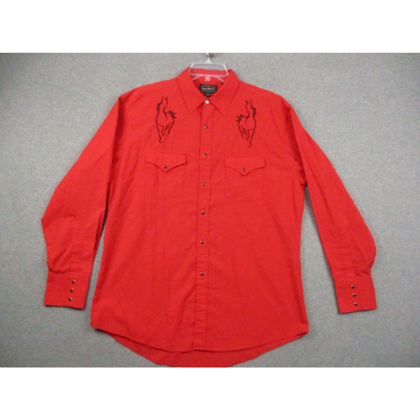 Vintage VINTAGE High Noon Pearl Snap Shirt Large Southwest Cowboy Western Horse Mens Shirt L Red Cotton Polyester Short Sleeve 90s Theme Cowboy Logo Retro Size US L / EU 52-54 / 3 - 2 Thumbnail