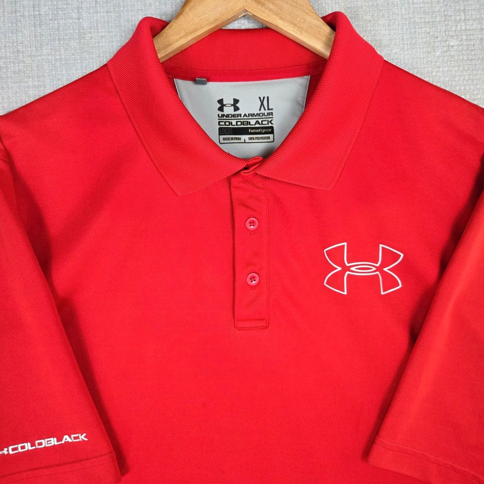 Under Armour UNDER ARMOUR COLDBLACK Polo Shirt Performance Red Golf Wicking Mens Size XL Size US XL / EU 56 / 4 - 2 Thumbnail