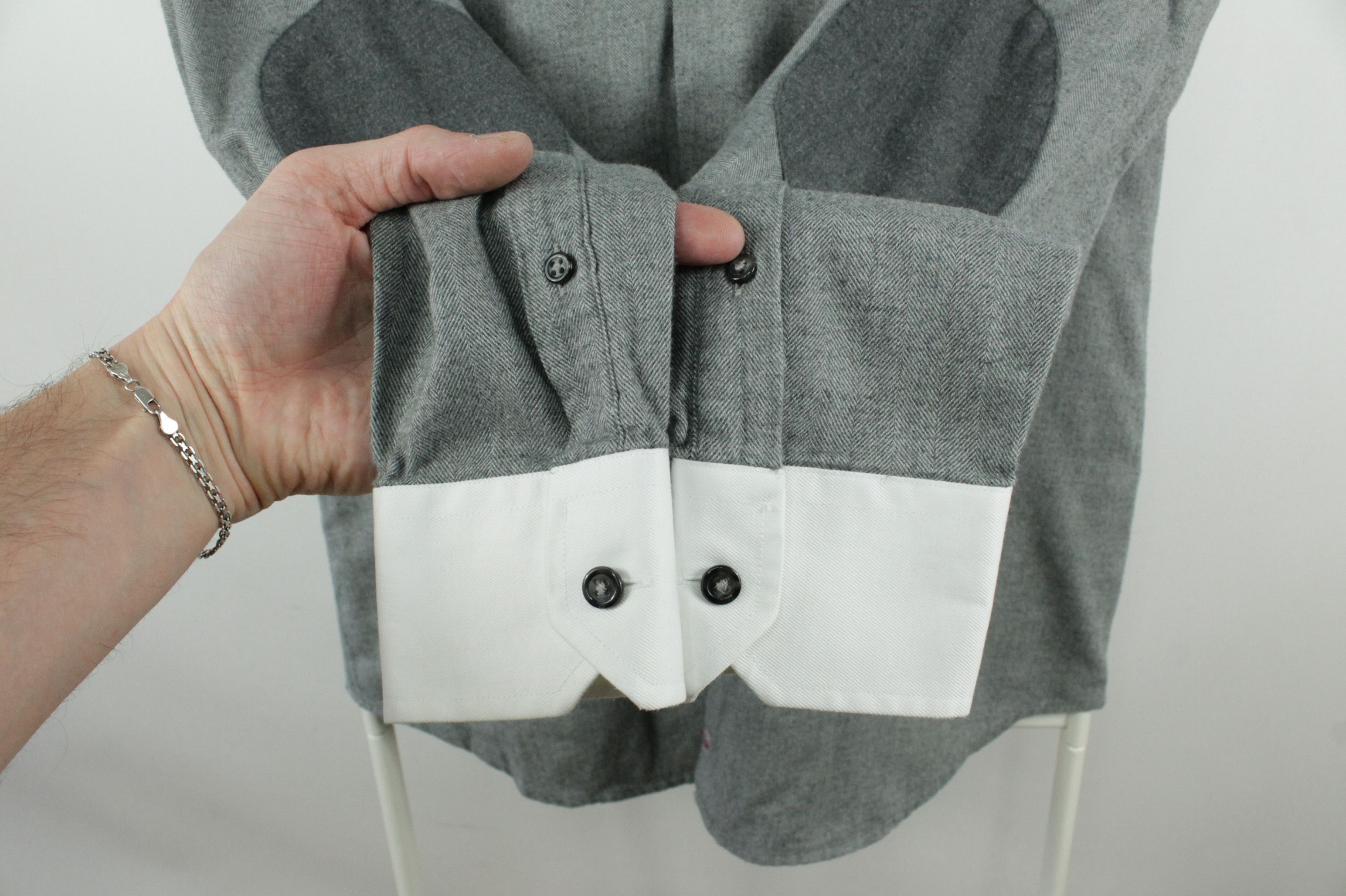Designer × Hackett Hackett Micro Herringbone Flannel Slim Fit Dress Shirt Men's Size US M / EU 48-50 / 2 - 4 Thumbnail
