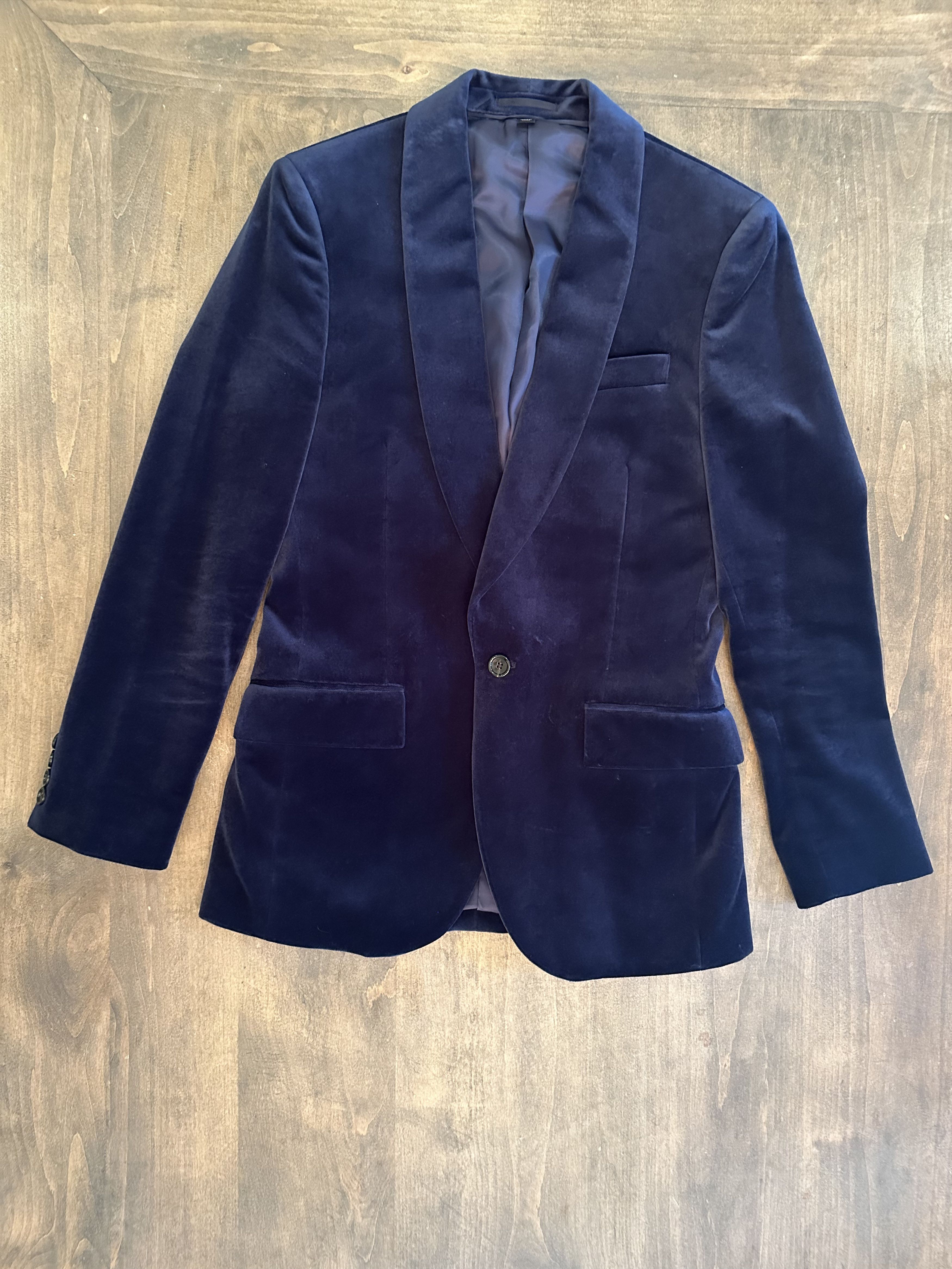 J.Crew Blue Velvet Shawl Collar Tuxedo Jacket Size 34S - 1 Thumbnail