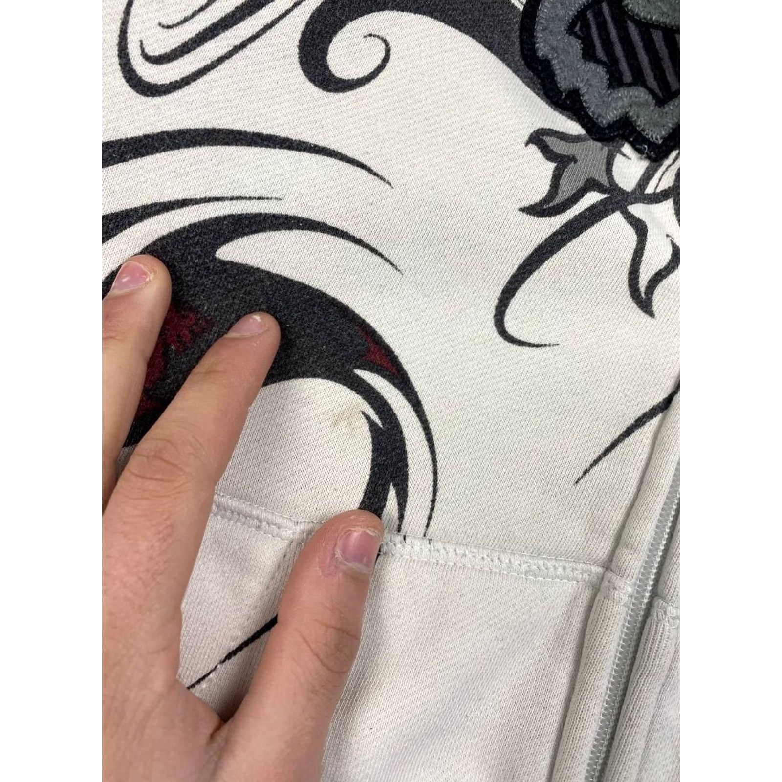 Fox Racing VINTAGE Fox Racing Hoodie Adult L White Full Zip AOP Racing Size US L / EU 52-54 / 3 - 7 Thumbnail