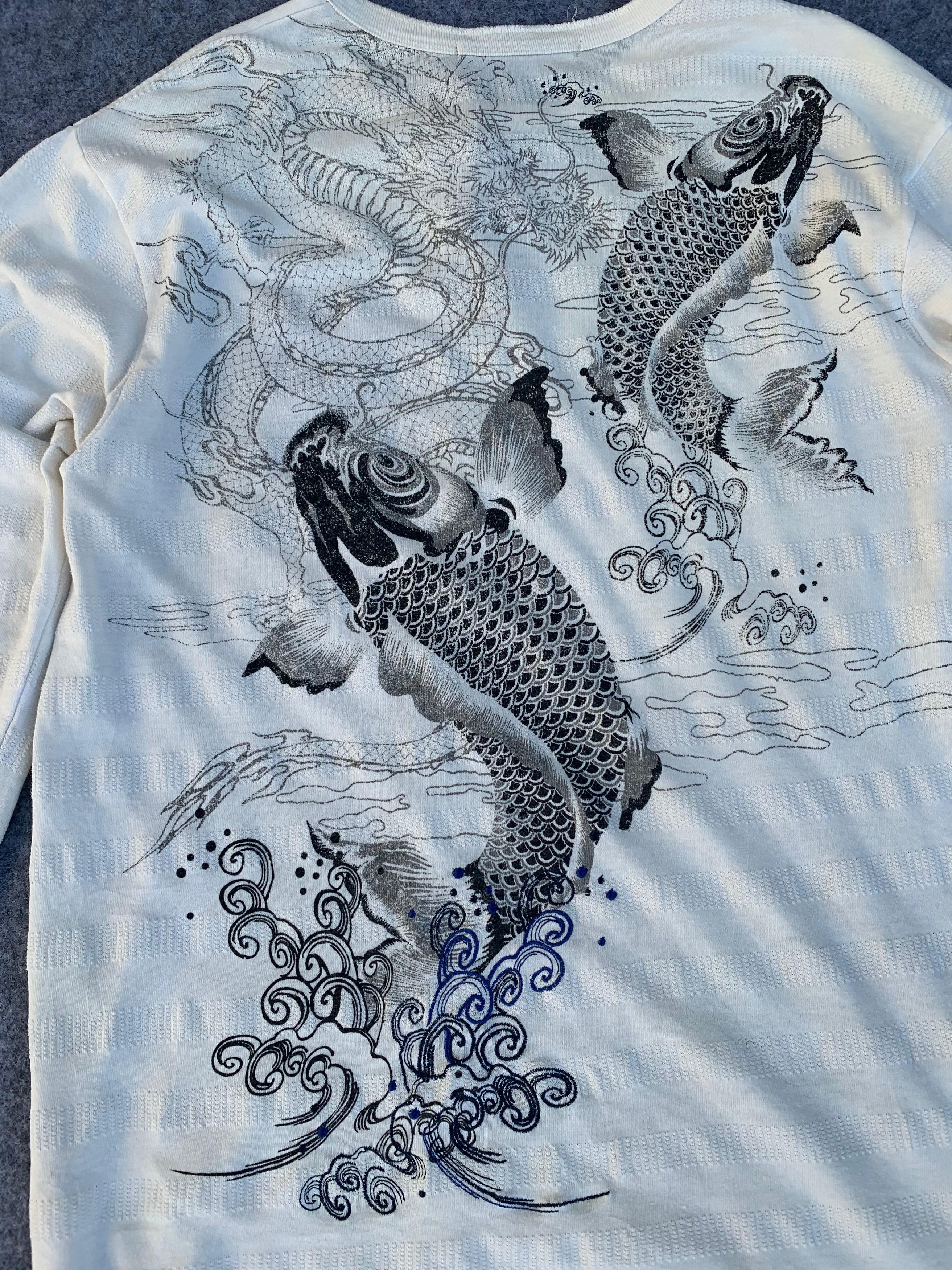 Japanese Brand Koi Fish Sukajan Long Sleeve T shirt Size US L / EU 52-54 / 3 - 7 Thumbnail
