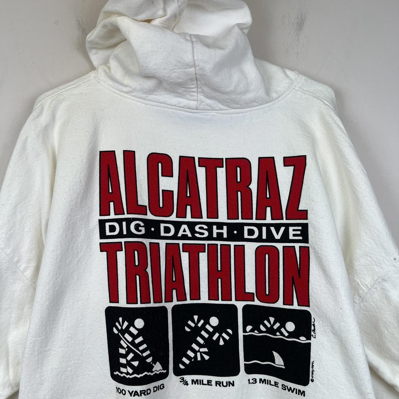 Other 90s Crazy Shirts Vintage Alcatraz Triathlon Hoodie - White Size US L / EU 52-54 / 3 - 3 Thumbnail