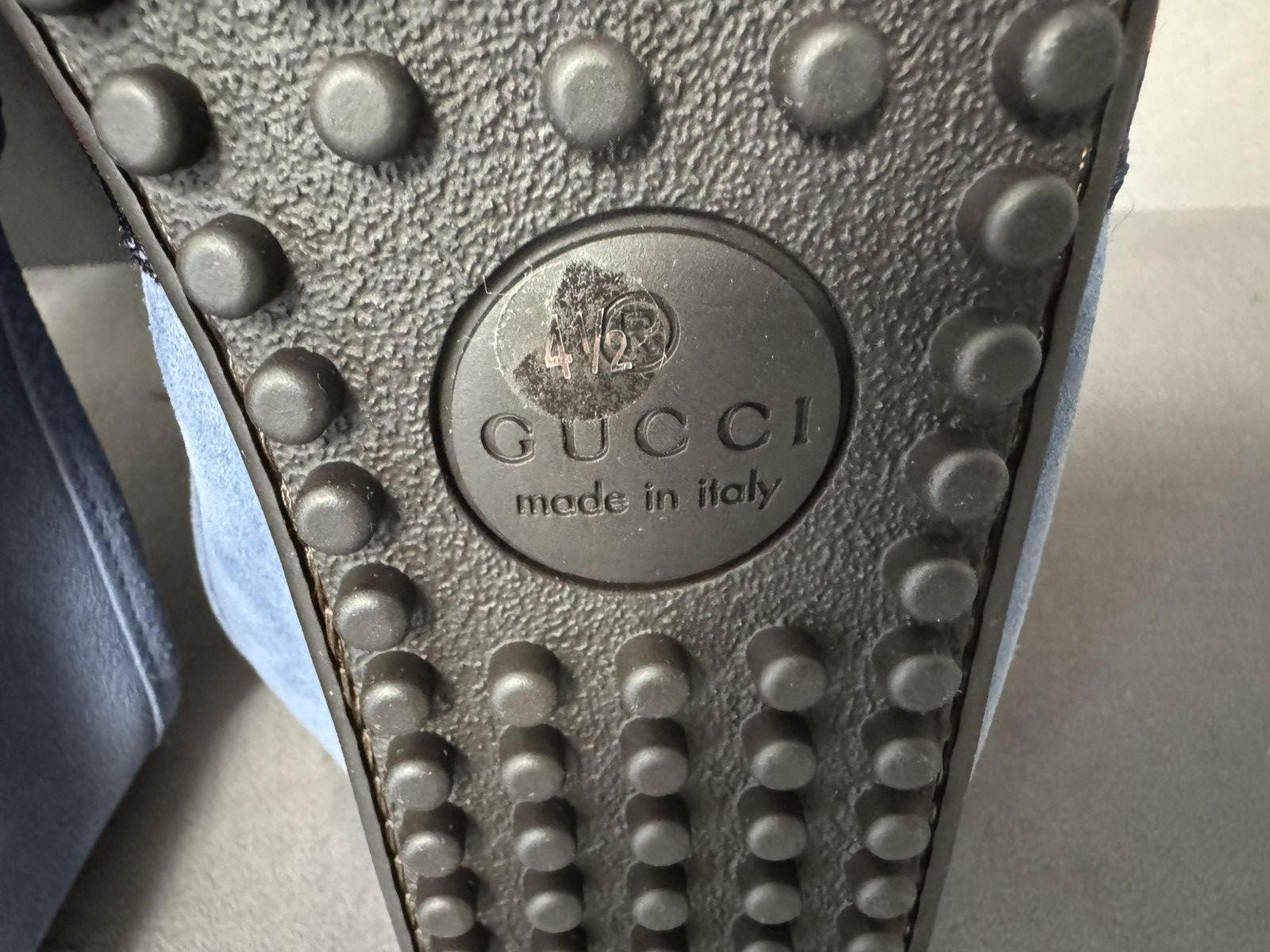 Gucci New Gucci Web Trim Loafer Blue Suede Driver Shoes Sz G5 . Size US 5.5 / EU 38 - 8 Thumbnail