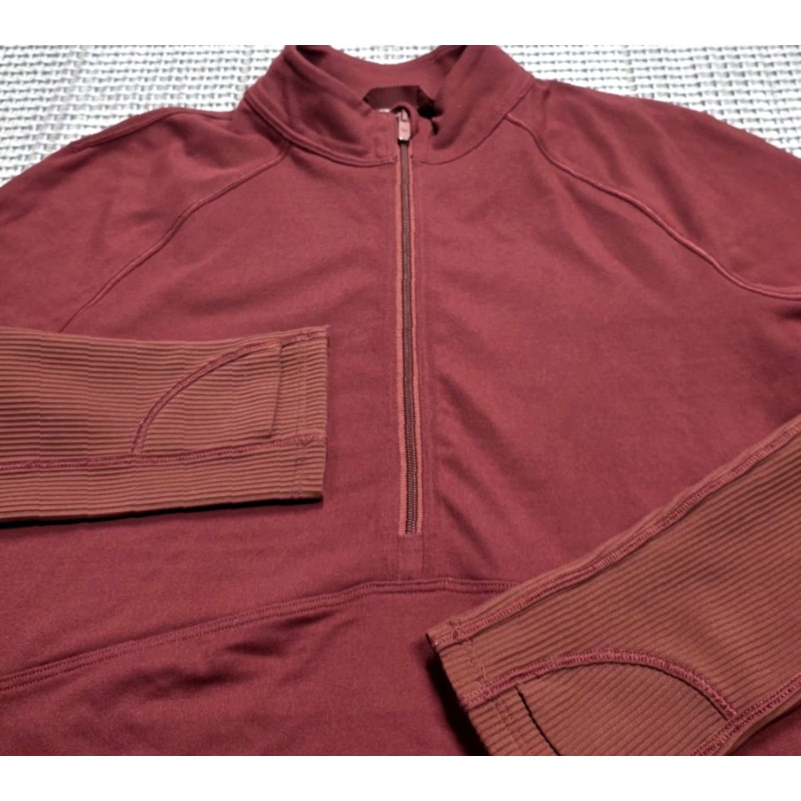 Lululemon Lululemon Its Rulu Cropped Long Sleeve Zip Pullover - Red/Maroon Womens Size 4 Crop Top 1/2 Zip Mock Neck 1/4 Zip Activewear Slim Fit S Size S / US 4 / IT 40 - 2 Thumbnail