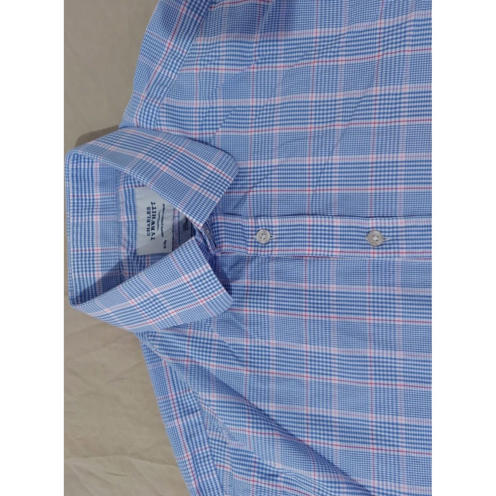 Charles Tyrwhitt Charles Tyrwhitt Mens Dress Shirt 16 35 Blue Button Cotton Size 42R - 3 Thumbnail