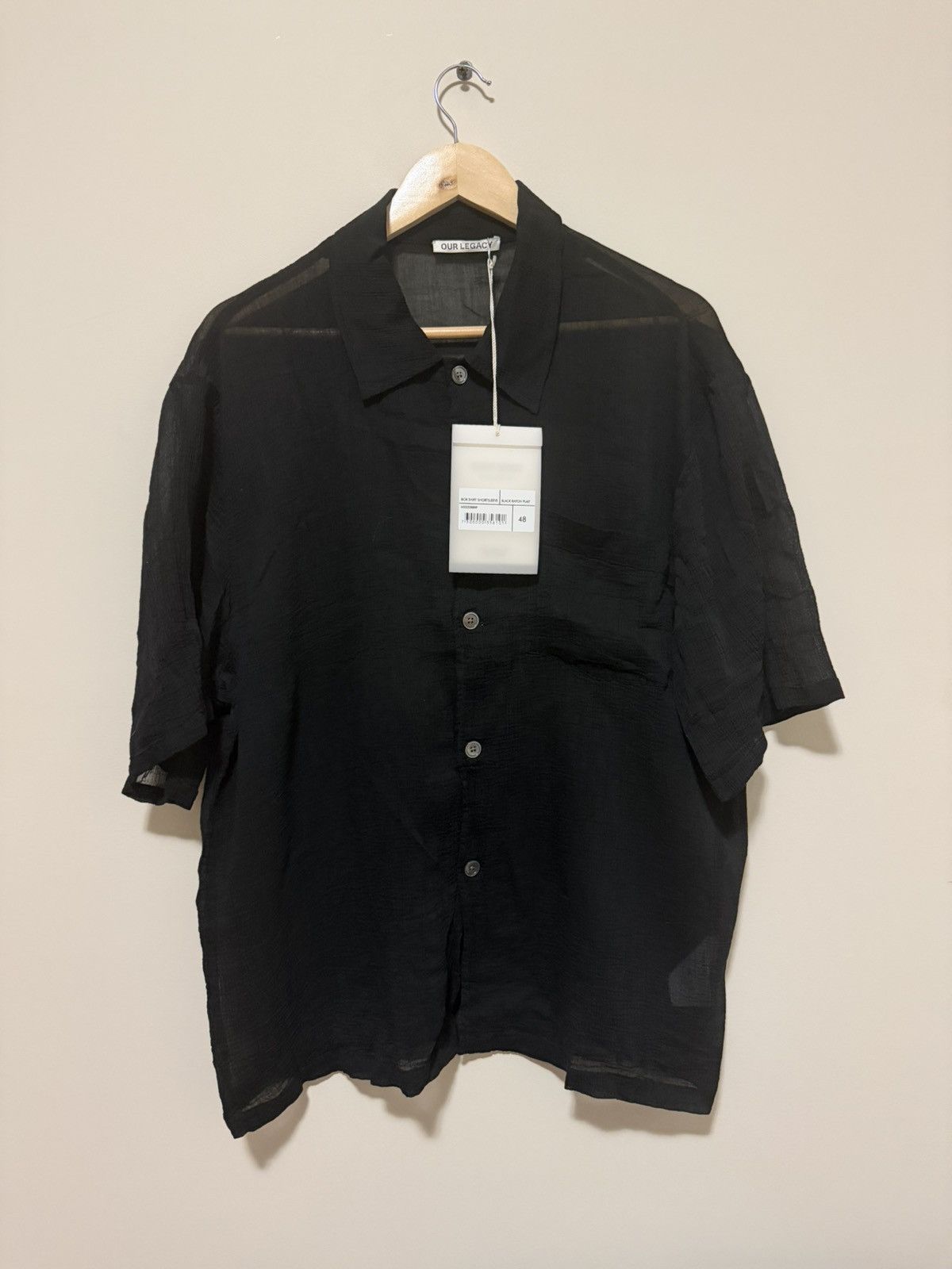 Our Legacy BOX SHIRT SHORTSLEEVE Black Rayon Plait Size US M / EU 48-50 / 2 - 4 Thumbnail