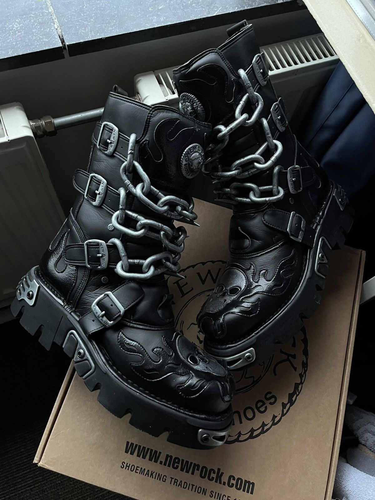 New Rock New Rock Reactor Leather Boots Chain | Grailed