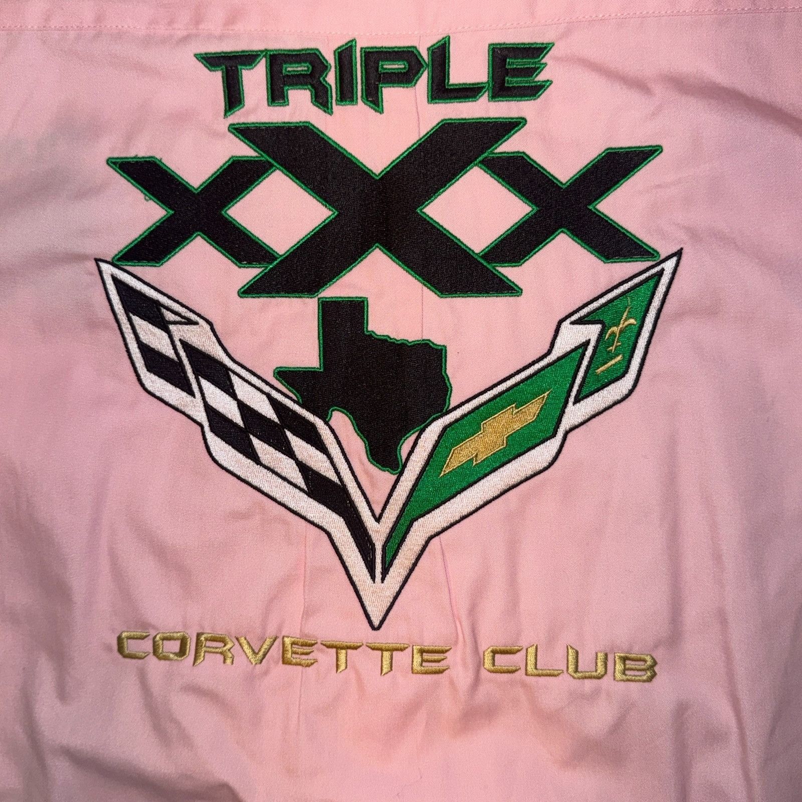 Port Authority Triple X Corvette Club Pink Stitched Logo Shirt - 2XL Long S Size US XXL / EU 58 / 5 - 6 Thumbnail