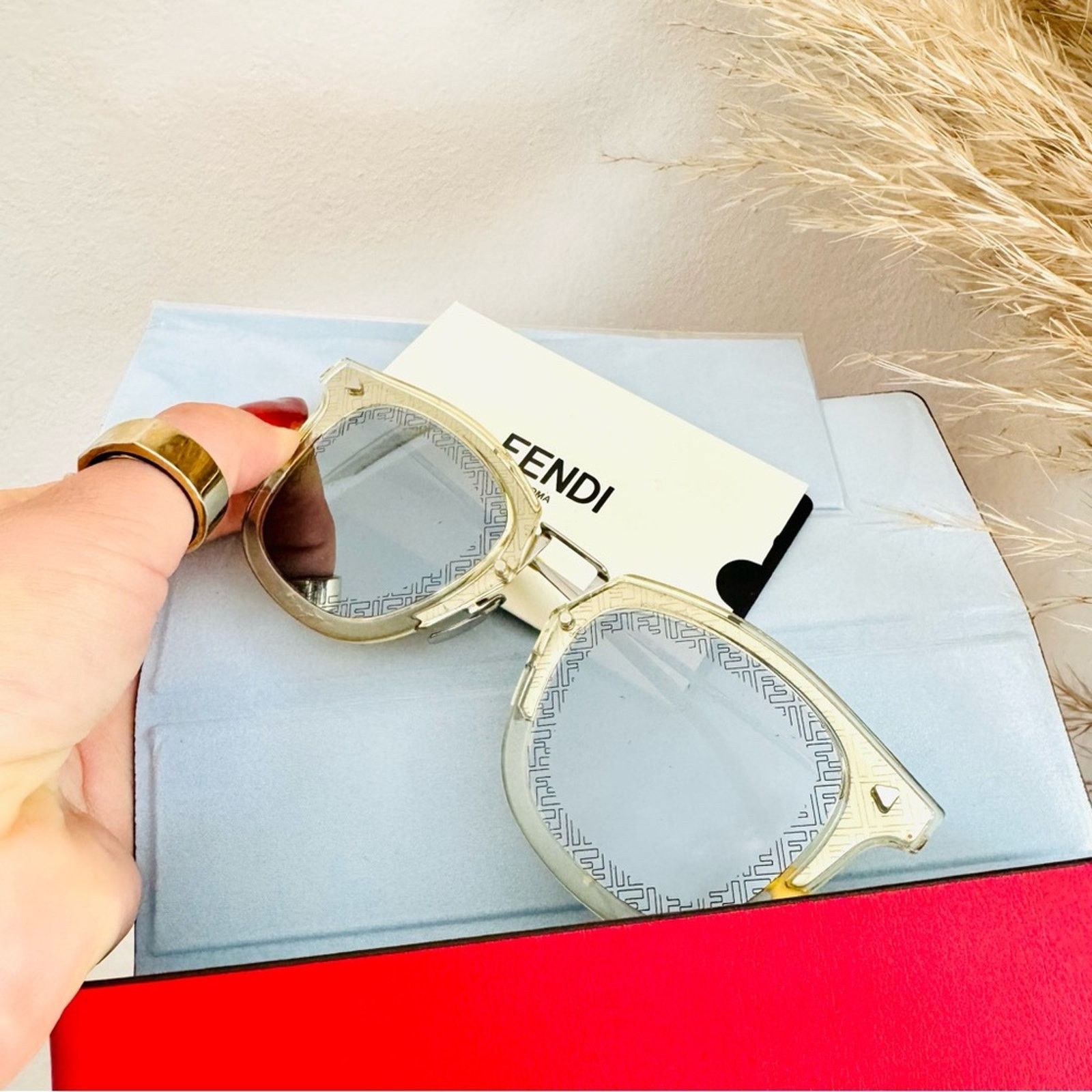 Fendi FENDI Silver Yellow Grey Mirror Lens $595 Sunglasses Case Size ONE SIZE - 15 Thumbnail
