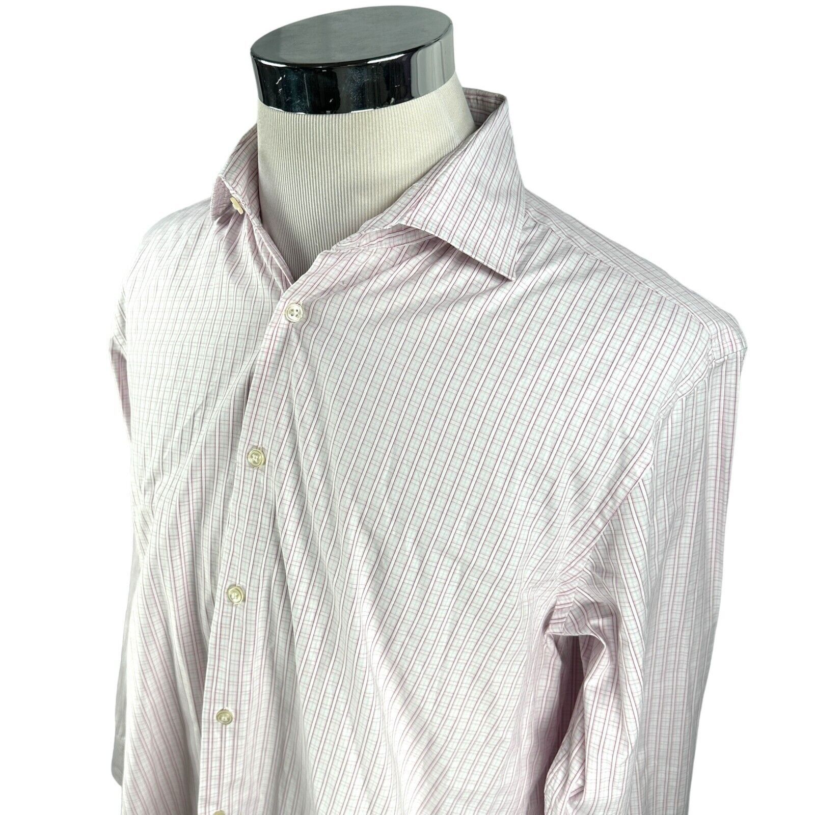 Hugo Boss Hugo Boss Gerald Dress Shirt 17.5 34/35 Pink White Button Up Size US XL / EU 56 / 4 - 3 Thumbnail