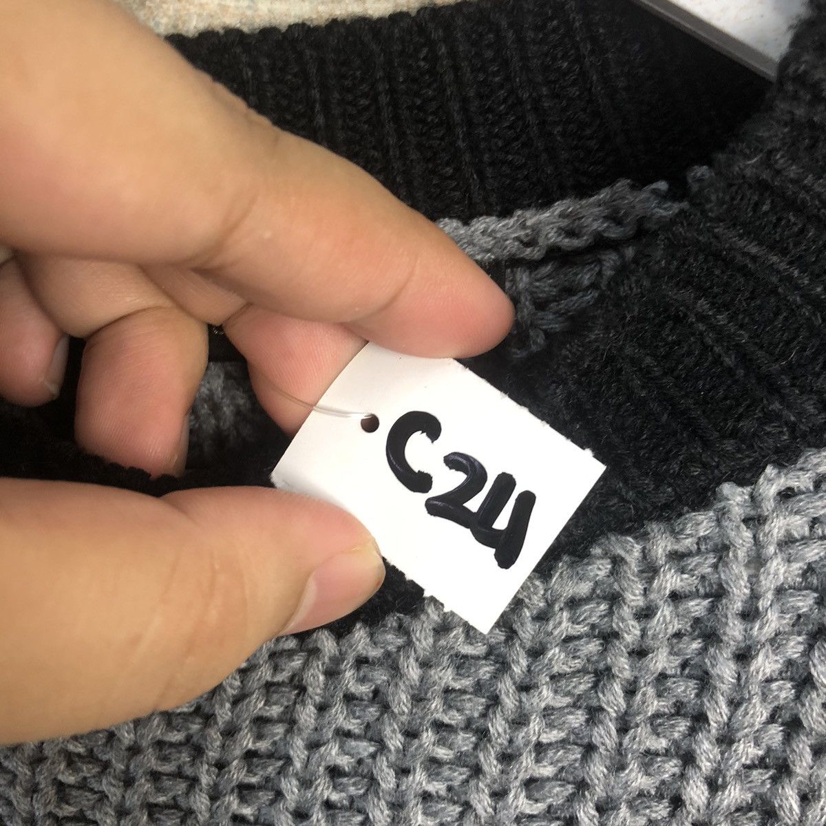 Homespun Knitwear DLL Vence Exchange patchwork style Grey Knitwear #C016 Size US M / EU 48-50 / 2 - 10 Thumbnail