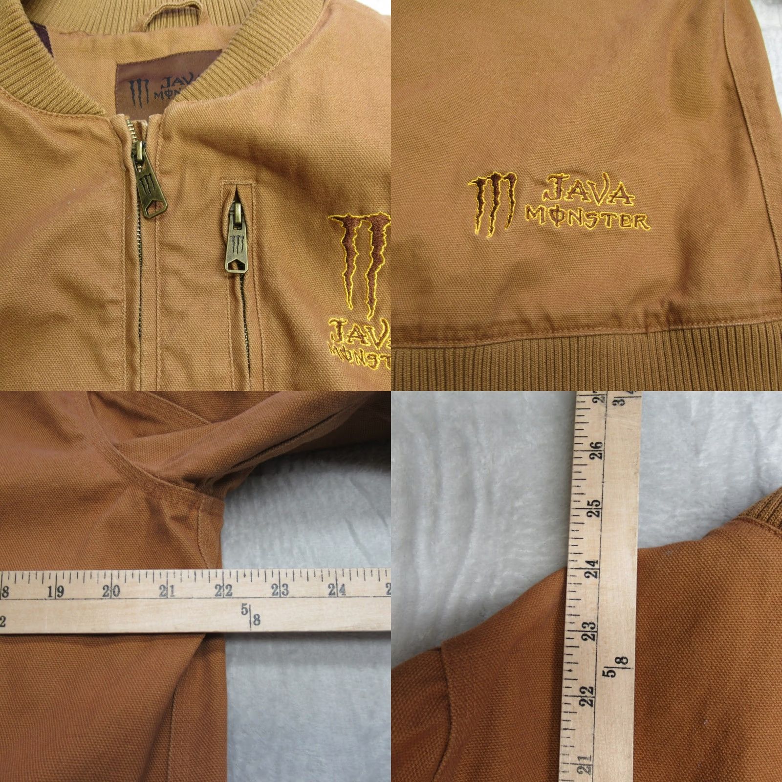 Vintage Java Monster Energy Bomber Jacket Womens XL Beige Duck Canvas Rugged Work Zip Size XL / US 12-14 / IT 48-50 - 8 Thumbnail