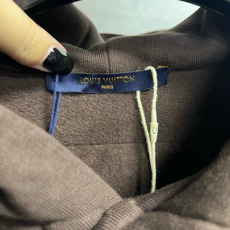 Louis Vuitton LOUIS VUITTON Brown logo drawstring hooded sweatshirt with Size US M / EU 48-50 / 2 - 2 Thumbnail