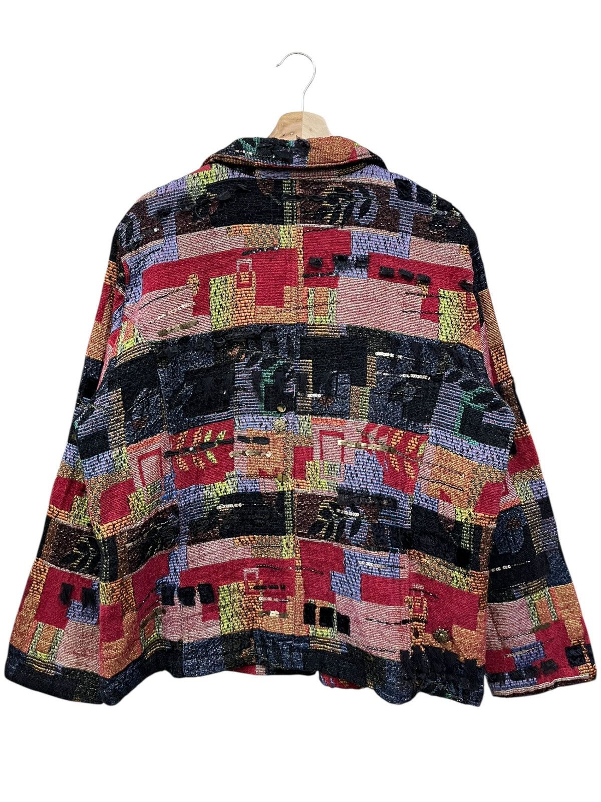 Chicos Vtg Tapestry Patchwork Art Blazer Grunge Avant Garde Jacket Size M / US 6-8 / IT 42-44 - 5 Thumbnail