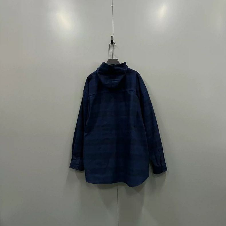 Balenciaga Balenciaga Blue Plaid Detail Long Sleeve Shirt Size US L / EU 52-54 / 3 - 2 Thumbnail