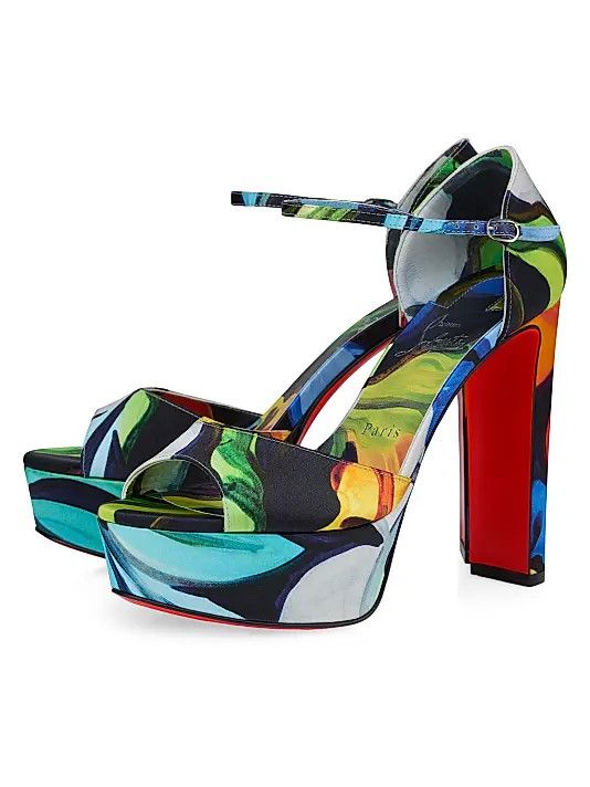 Christian Louboutin os11x0126 Sandaloo 130mm Crepe Satin Platform Sandals Size US 8 / IT 38 - 2 Thumbnail