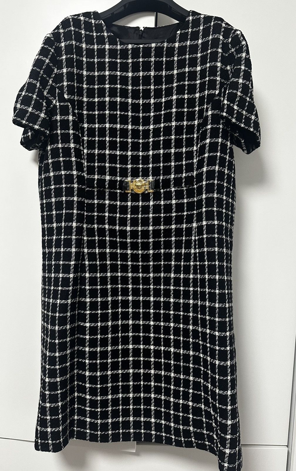 Versace Versace Black Check Dress Size XL / US 12-14 / IT 48-50 - 1 Thumbnail