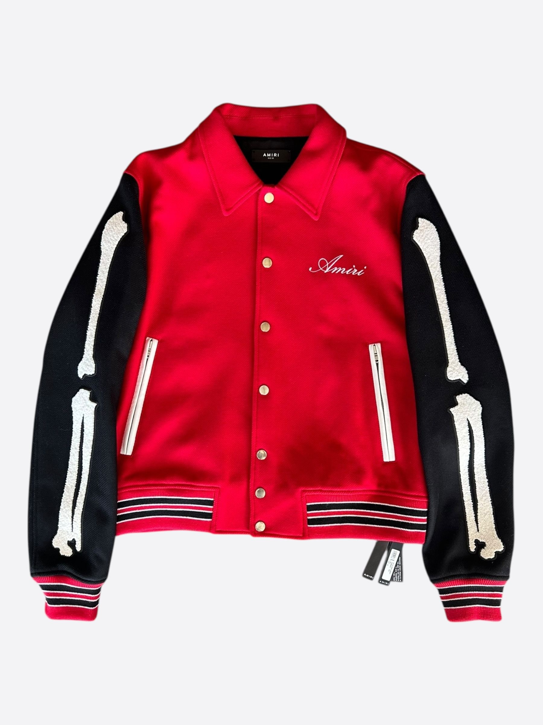 Amiri Amiri Red & Black Chicago Exclusive Bones Varsity Jacket Size US XXL / EU 58 / 5 - 1 Thumbnail