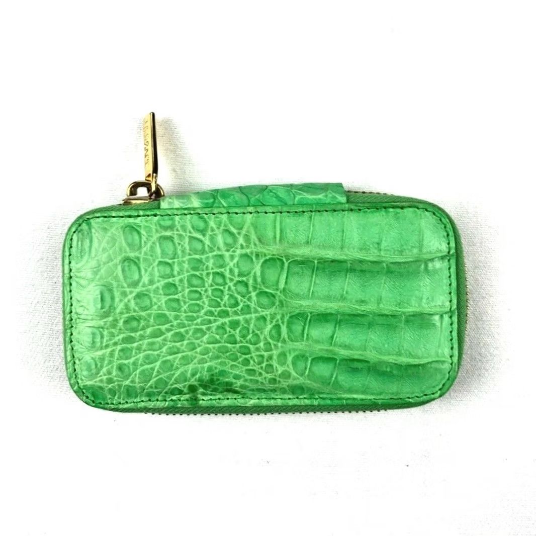 Versace VINTAGE Gianni Versace Keychain Wallet Crocodile Alligator Lime Green Mens Wallet Accessories Size ONE SIZE - 4 Thumbnail