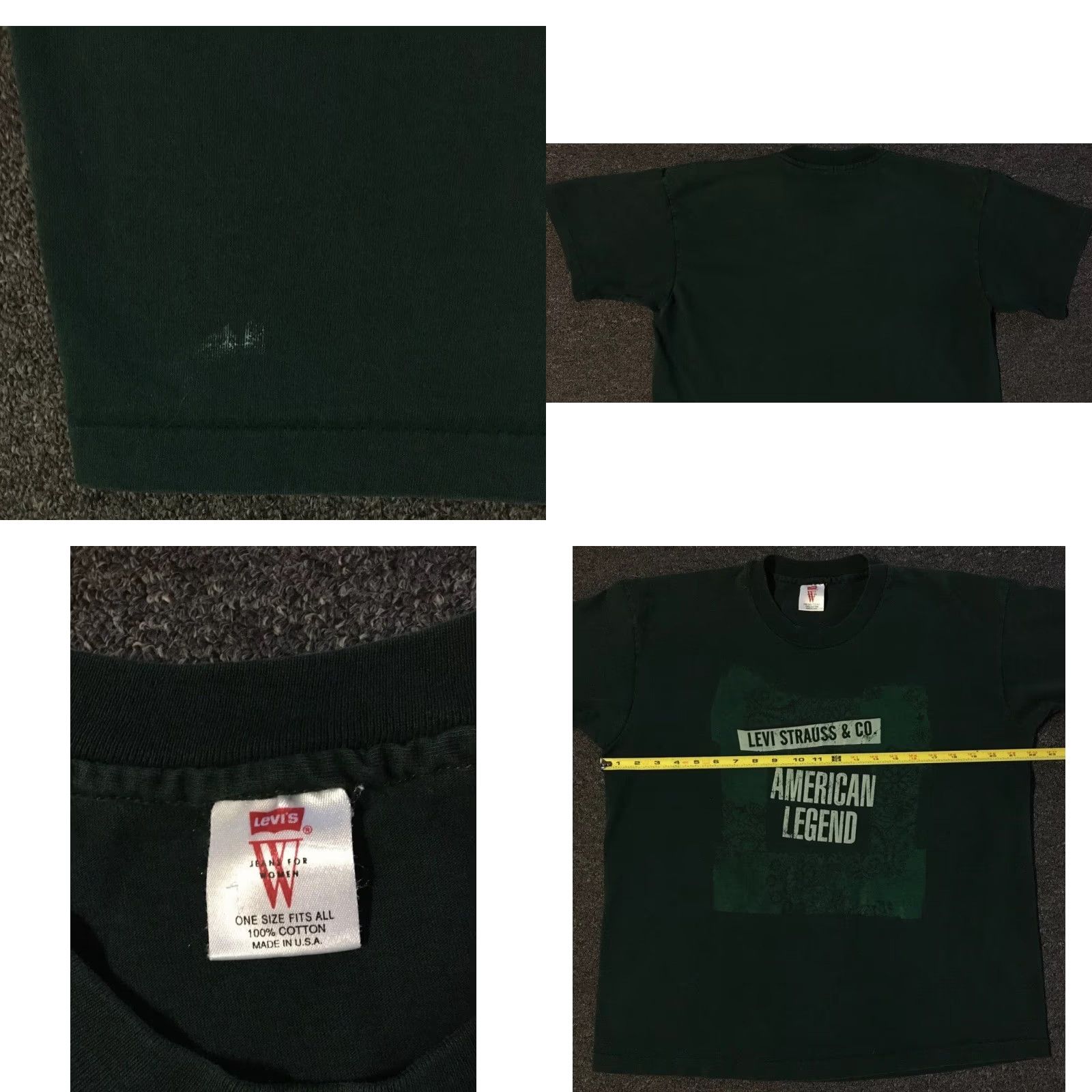 Vintage VINTAGE Levi’s Shirt Mens S Green 90s 501 Biker Grunge USA Denim Single Stitch Crew Neck Short Sleeve Size US S / EU 44-46 / 1 - 8 Thumbnail