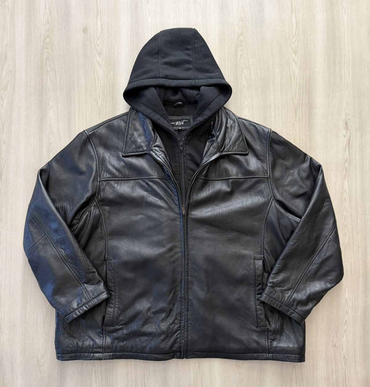 Black Rivet Black Rivet Hooded Genuine Leather Jacket Sz 3XL Casual Goth Size US XXL / EU 58 / 5 - 1 Thumbnail