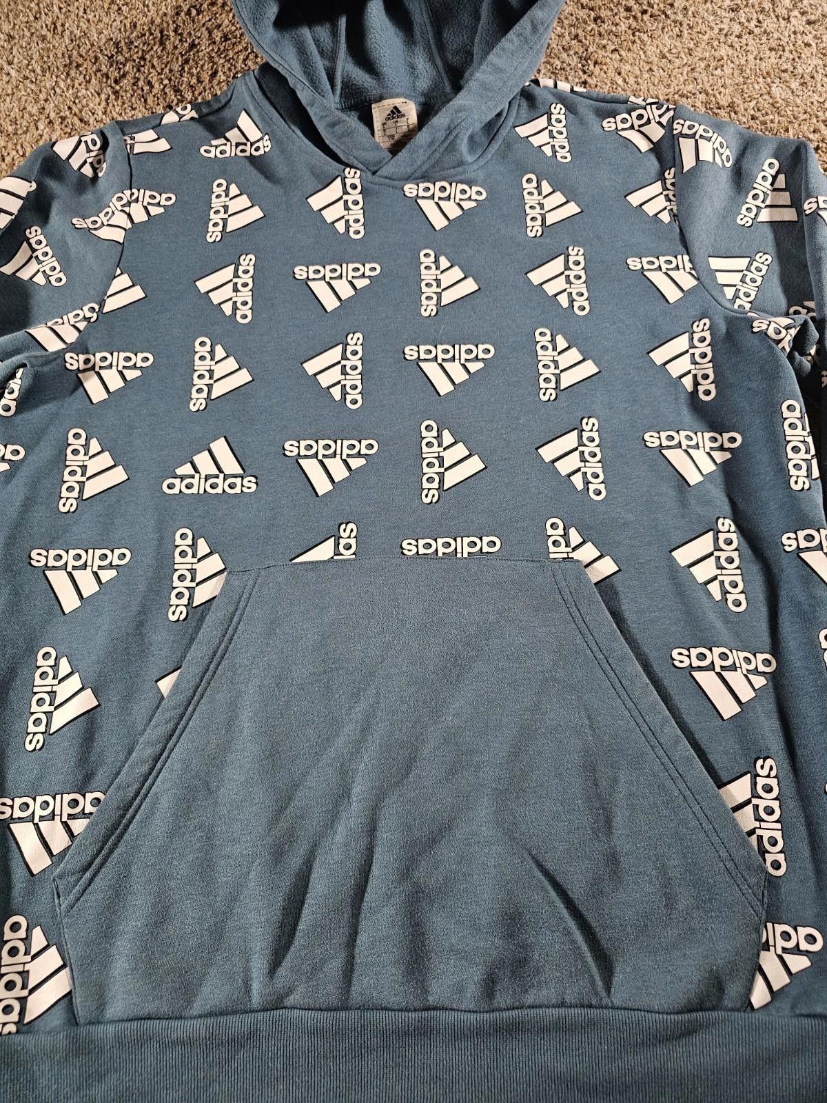 Adidas Adidas All Over Print blue Pullover Hoodie Sweatshirt Mens L Size US L / EU 52-54 / 3 - 2 Thumbnail
