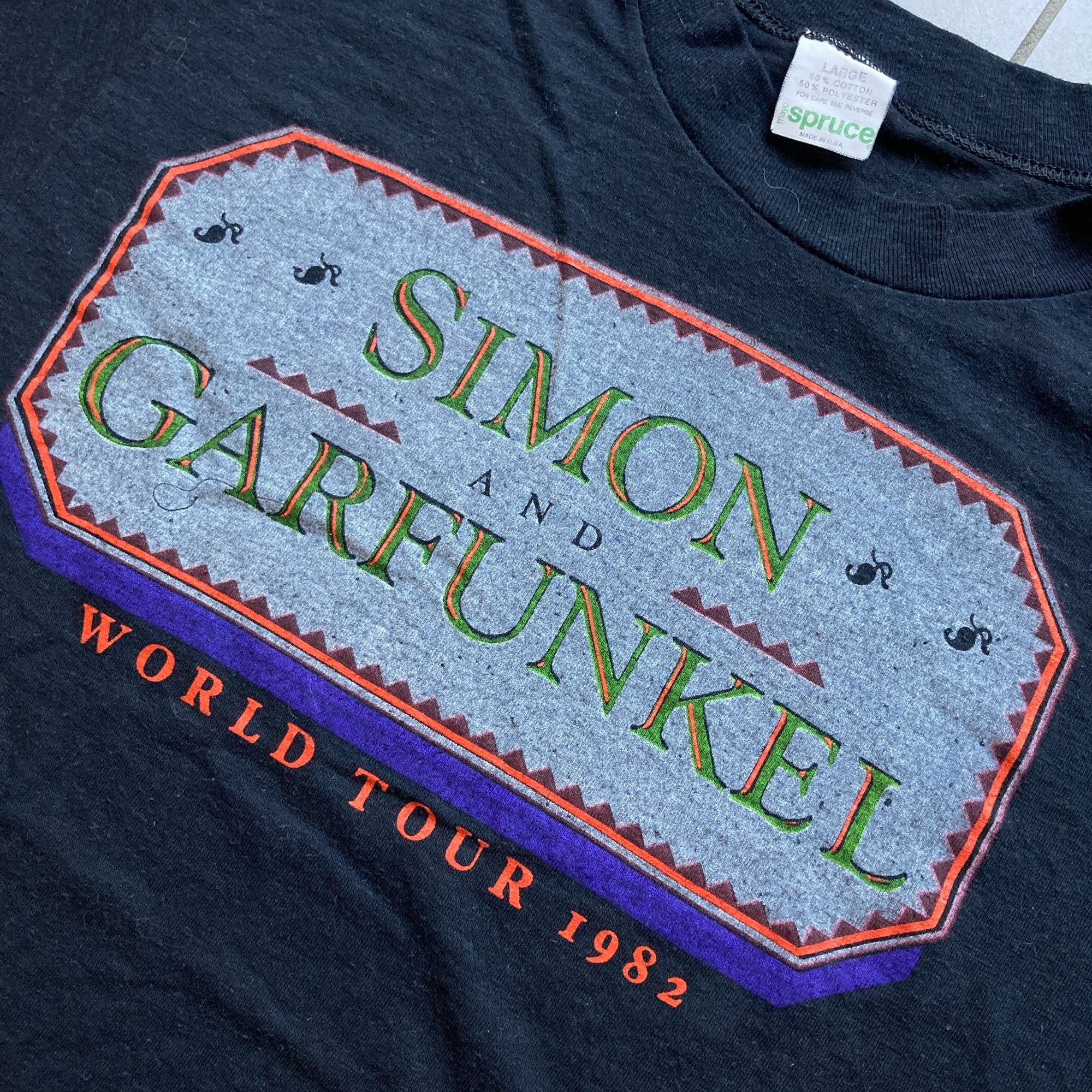 Spruce Simon & Garfunkel 1982 World Tour Single Stitch T-Shirt Size US M / EU 48-50 / 2 - 4 Thumbnail