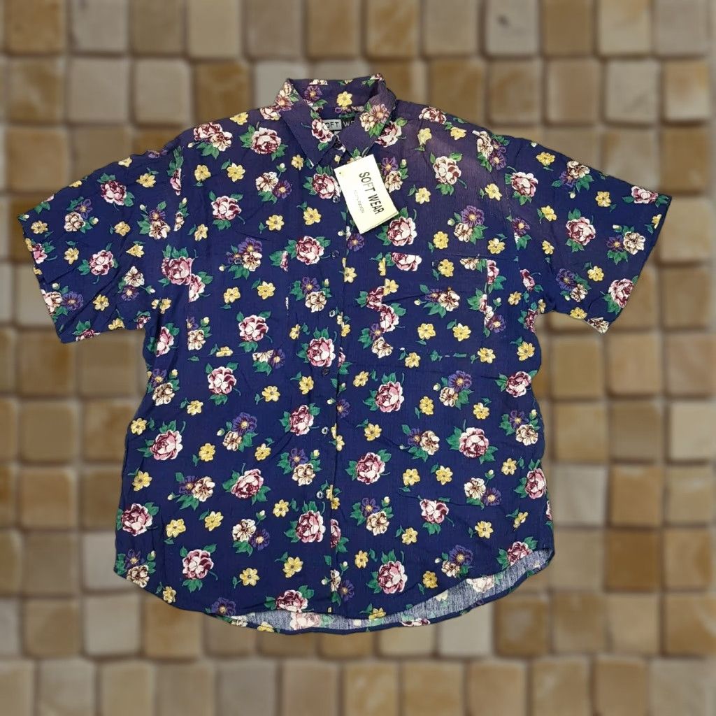 Vintage VTG 80s Rayon Women's Size M Floral Flower Short Sleeve Button Up Casual Shirt Size M / US 6-8 / IT 42-44 - 1 Thumbnail