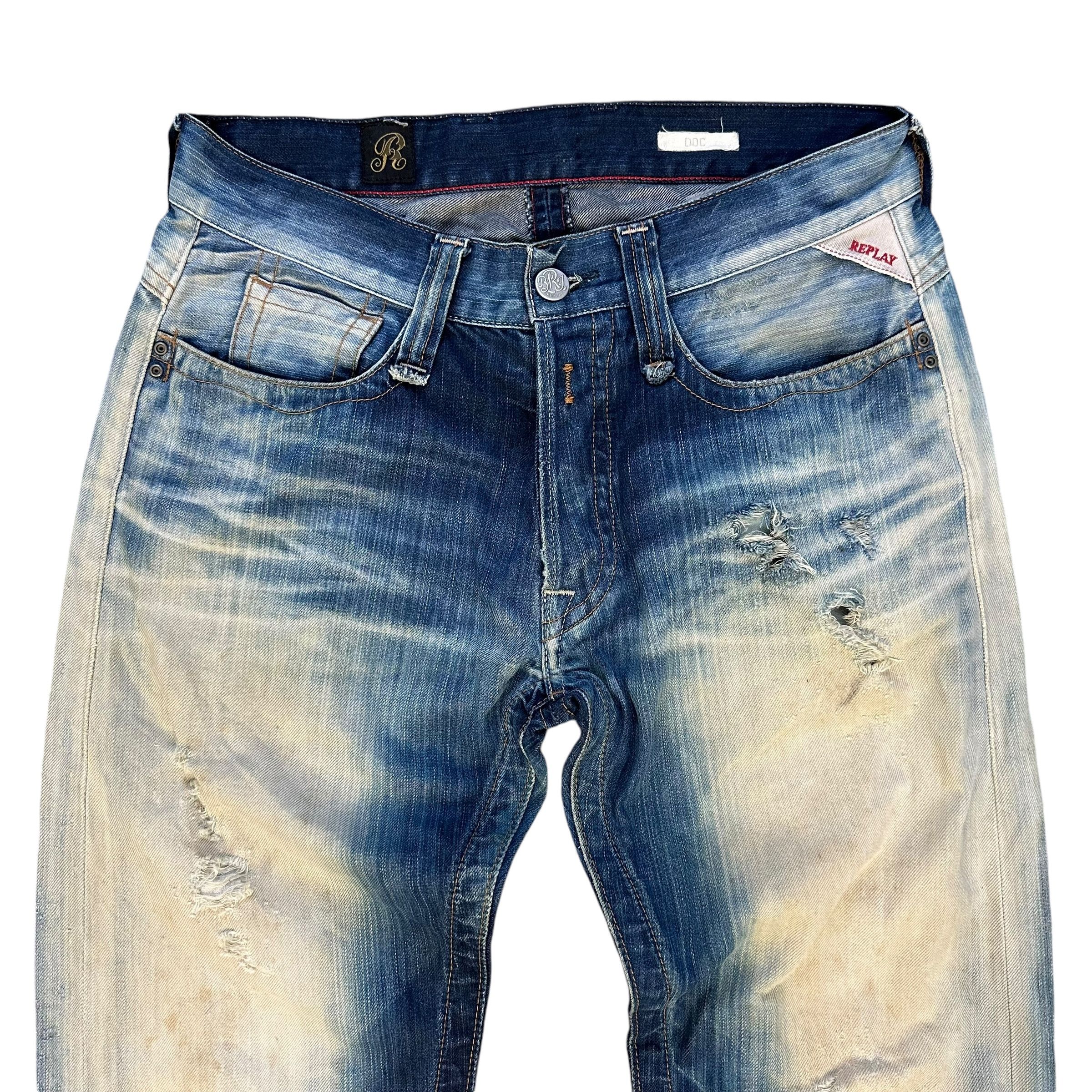 Replay REPLAY R81 Asolo Italy Trashed Washed Denim Pant #A58-1330 Size US 30 / EU 46 - 2 Thumbnail