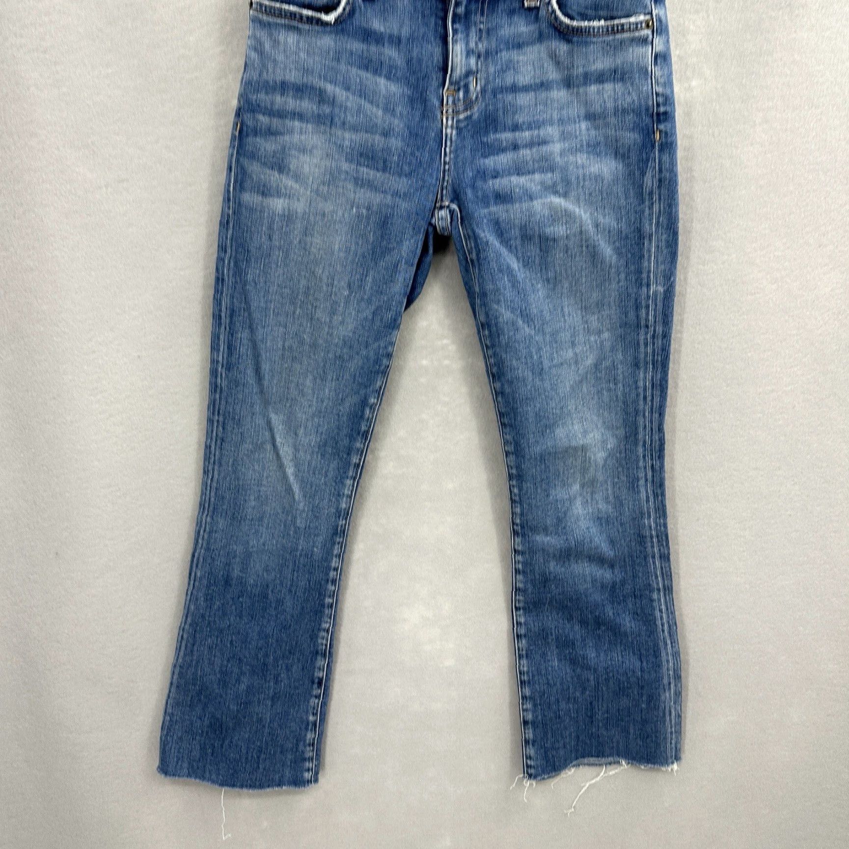 Vintage Current/Elliott Jeans Women's 23 The Kick Jean Blue Medium Distressed Ankle Denim Designer Size 40" / US 18 - 3 Thumbnail