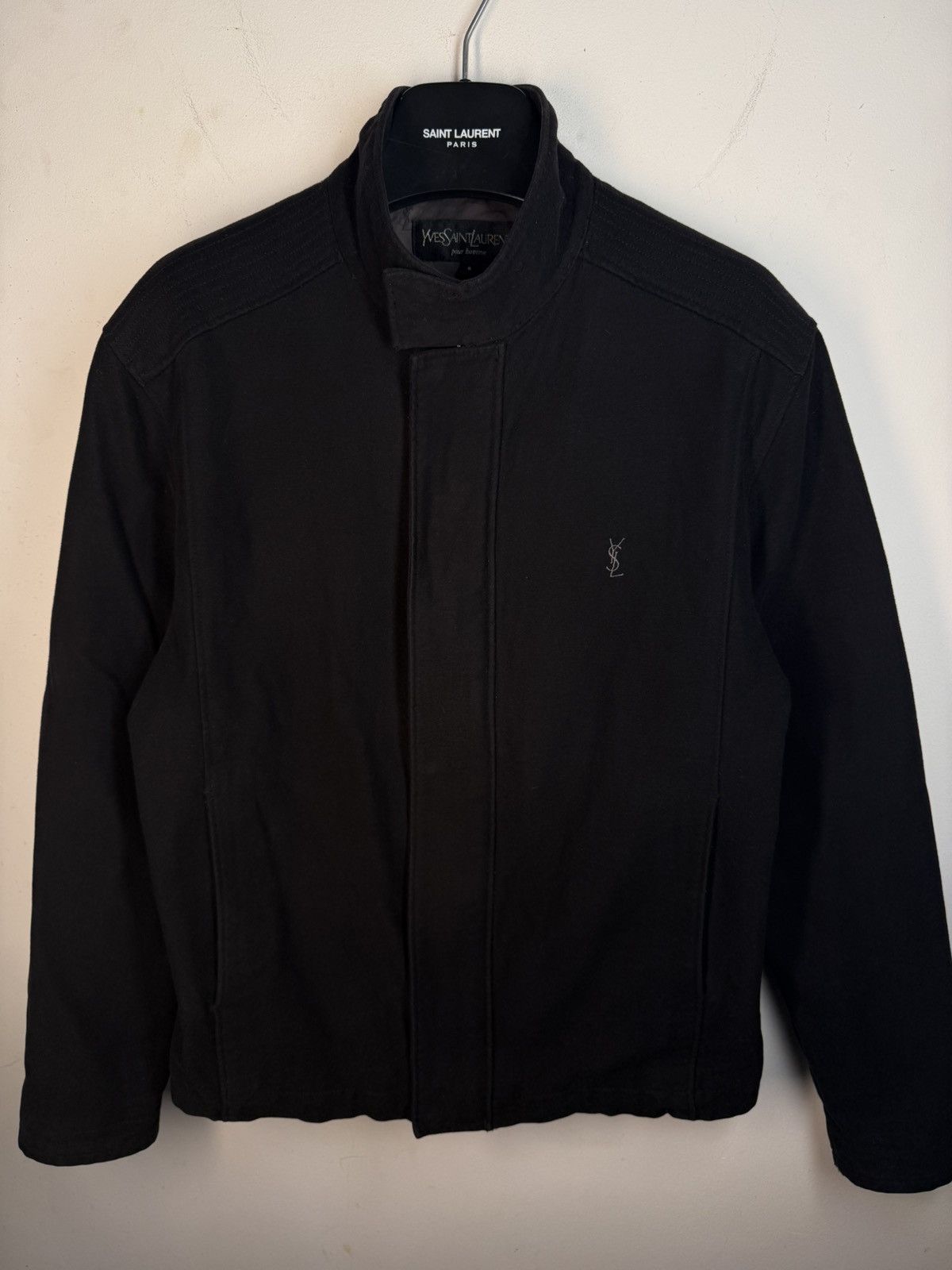 Yves Saint Laurent Black YSL Jacket Cotton Monogram Classic Bomber Zip Up Size US S / EU 44-46 / 1 - 8 Thumbnail