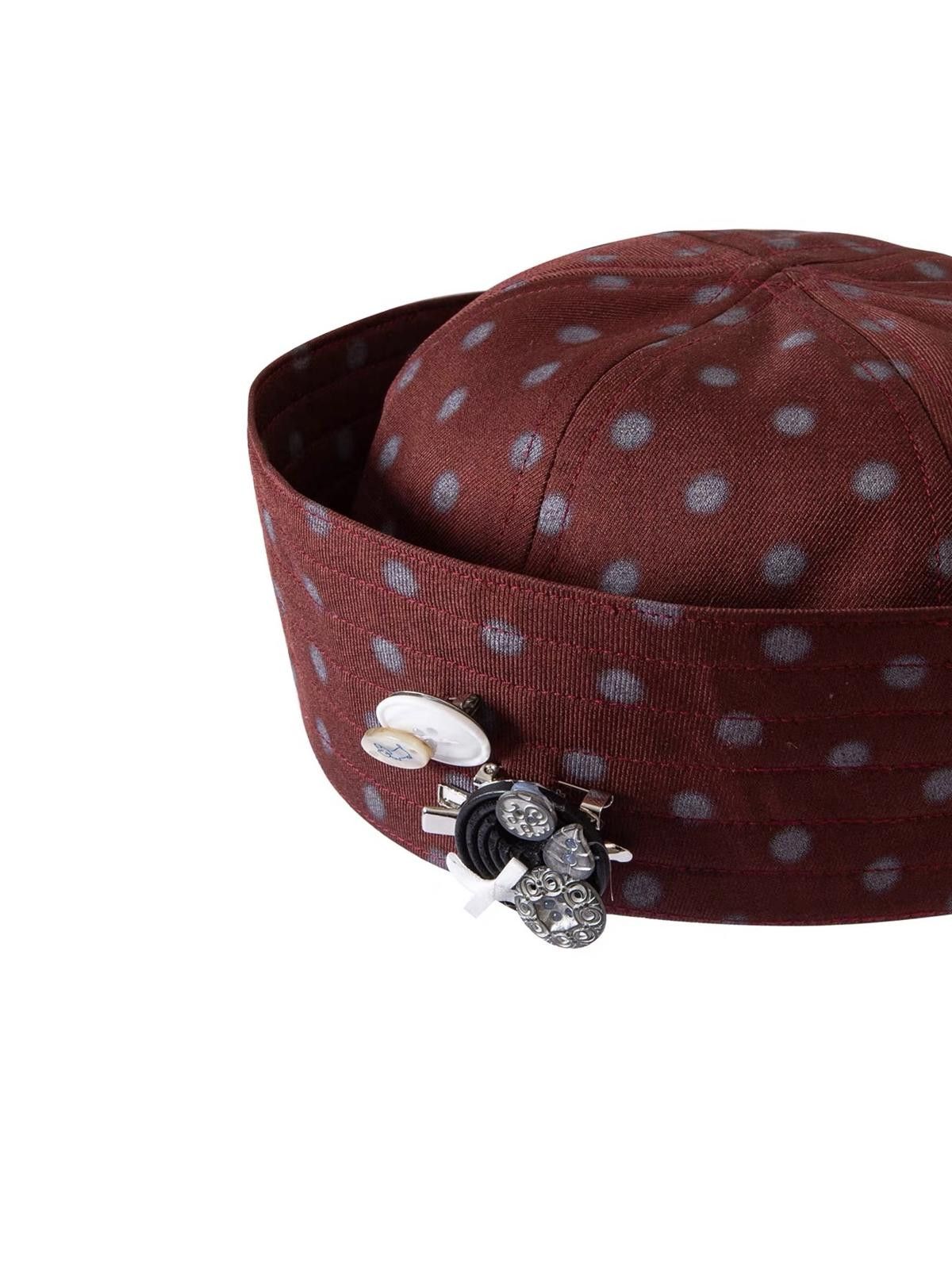Japanese Brand Y2k Retro Burgundy Polka Dot Sailor Hat Y2K French Girl Size ONE SIZE - 6 Thumbnail